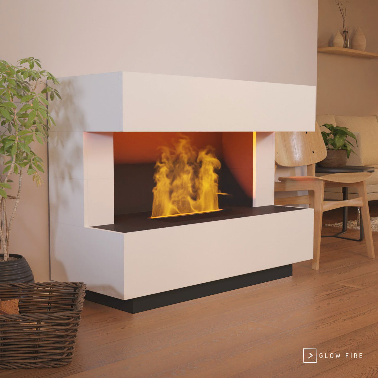 Glow Fire Kant Elektrokamin Opti-Myst Cassette 500 ohne Holzdekoration