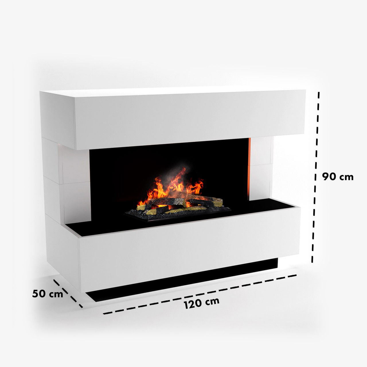 Glow Fire Kant Weiß Elektrokamin mit Wasserdampf