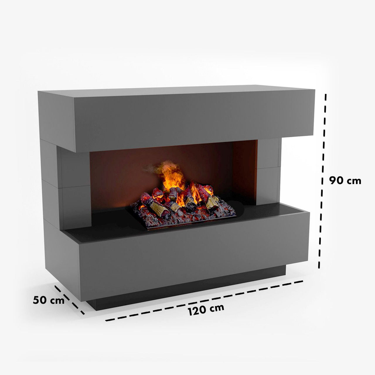 Glow Fire Kant Elektrokamin Opti-Myst Cassette 500 mit Holzdekoration