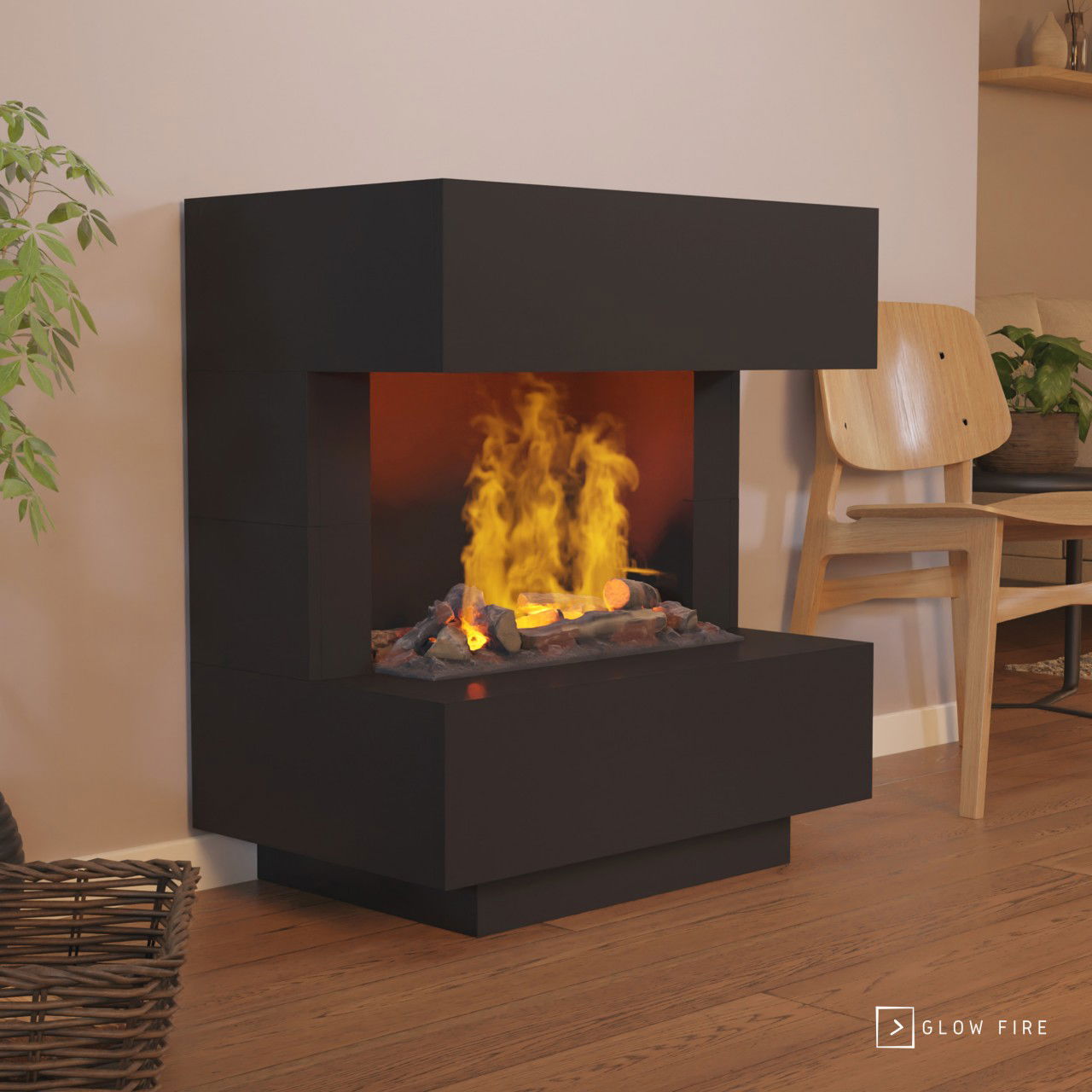 Glow Fire Kleist Elektrokamin Opti-Myst Cassette 600 mit Holzdekoration