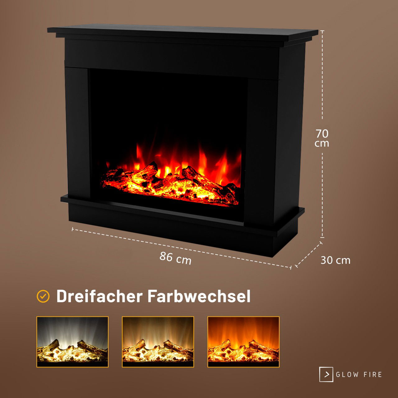 Glow Fire Atlas Schwarz Elektrokamin