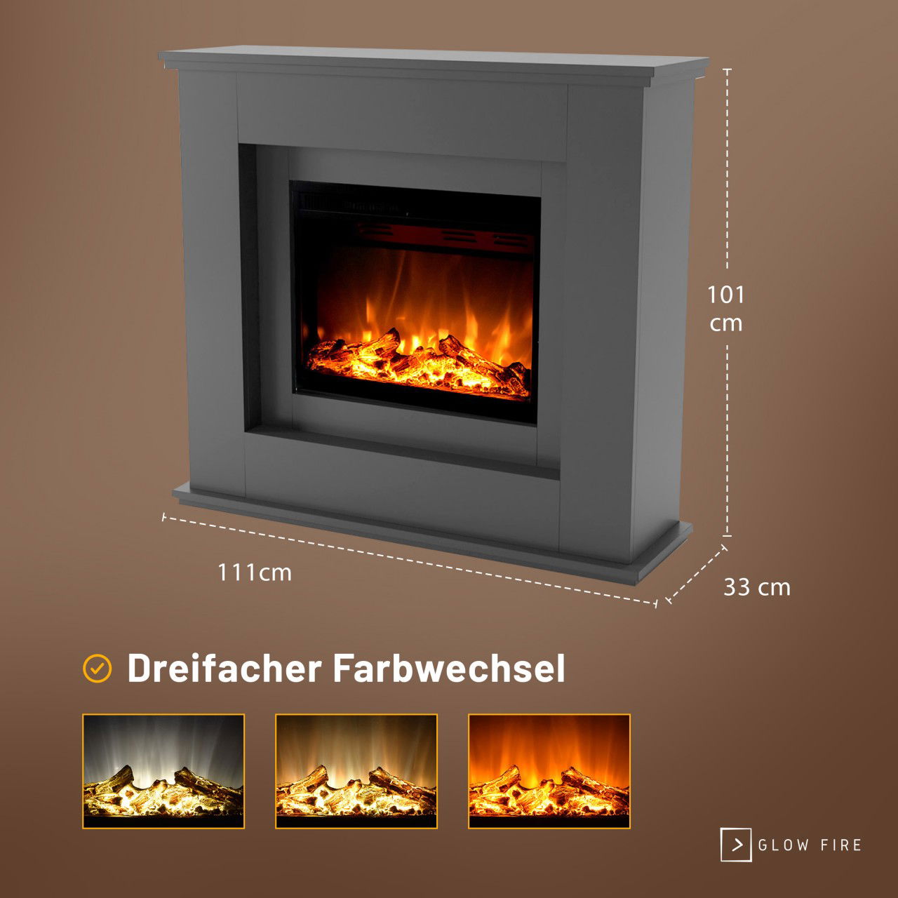 Glow Fire Europa Grau Elektrokamin