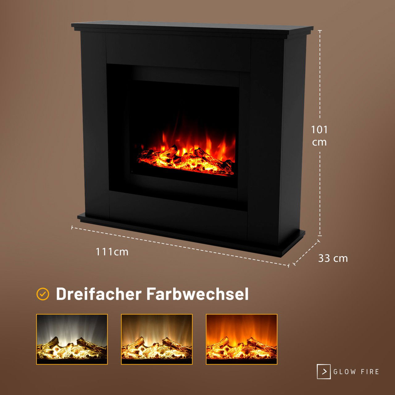 Glow Fire Europa Elektrokamin Schwarz