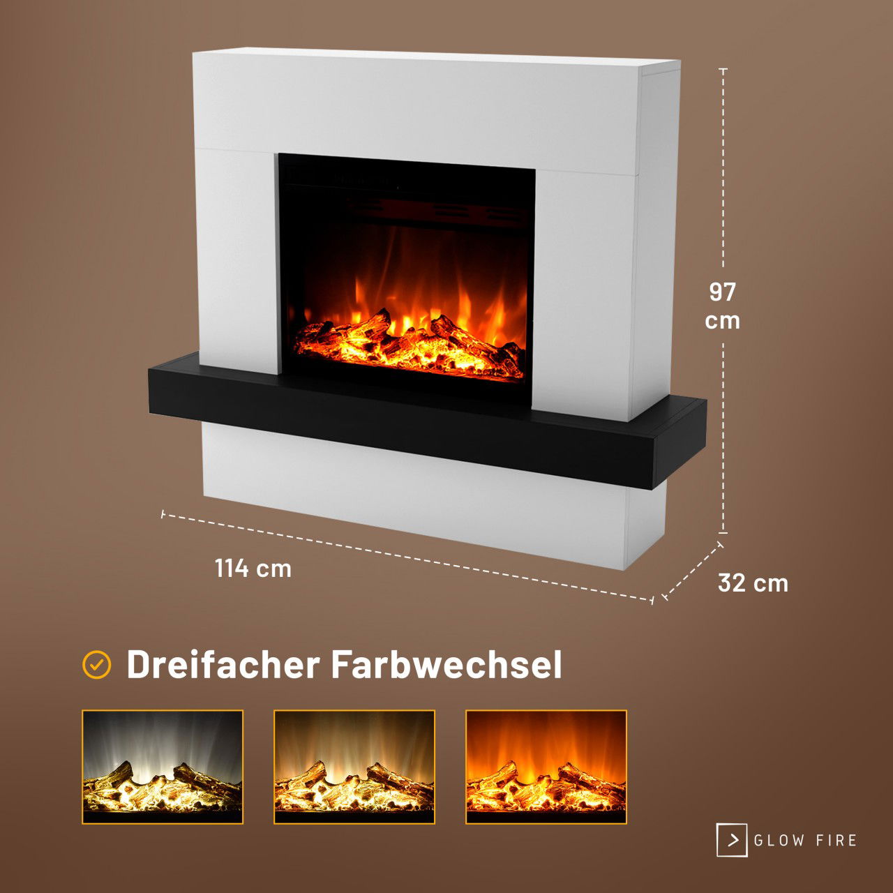 Glow Fire Pandora Weiß Elektrokamin