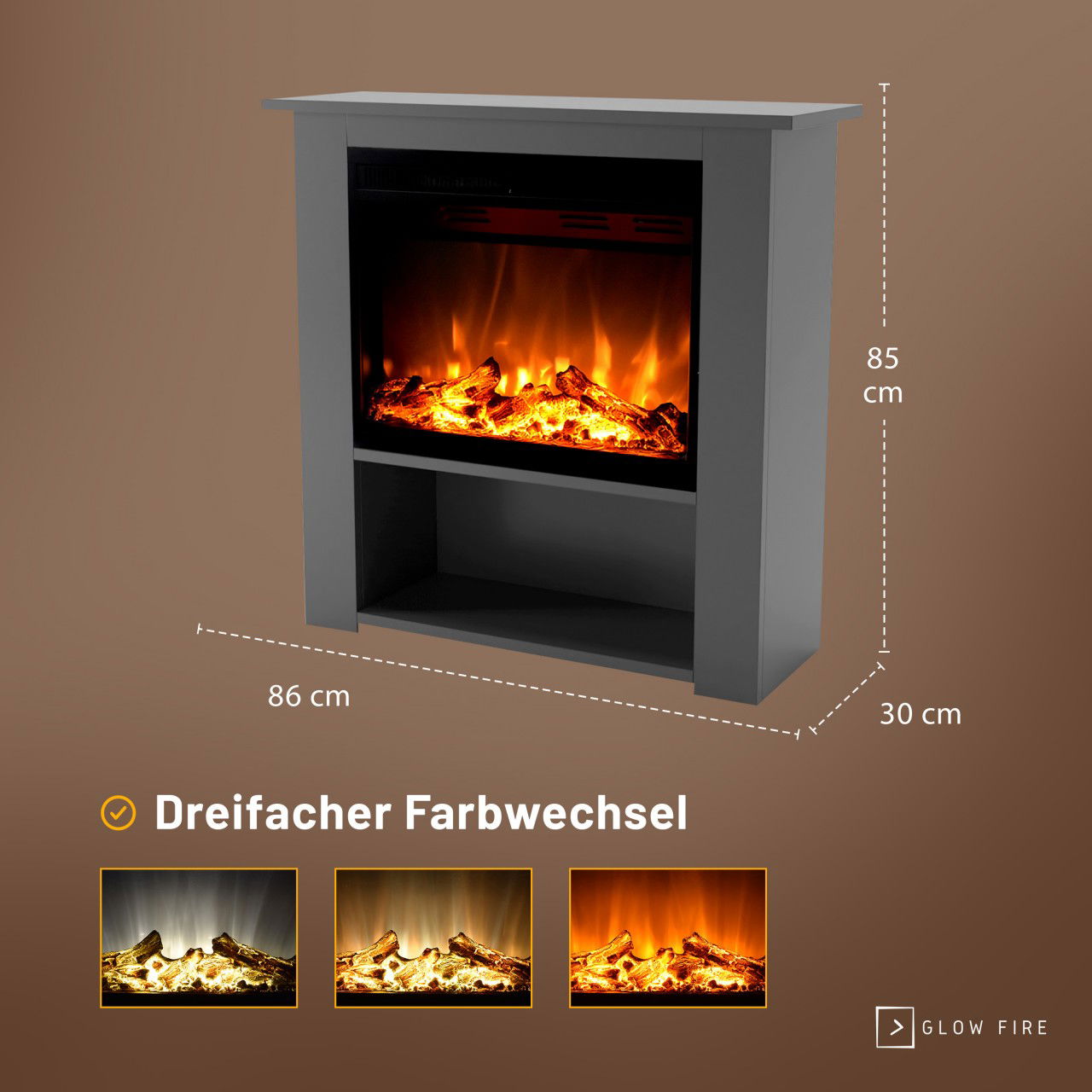 Glow Fire Thebe Grau Elektrokamin