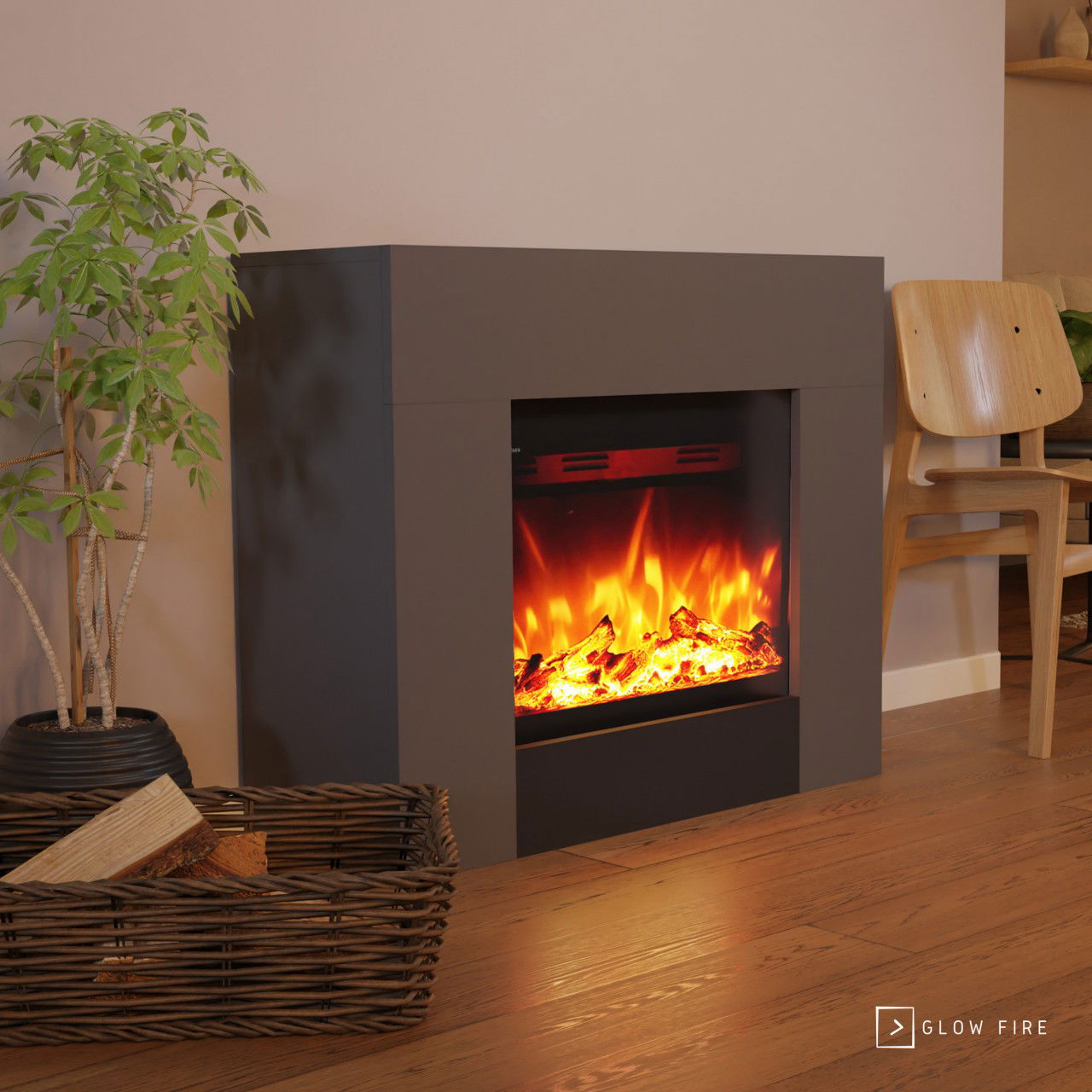 Glow Fire Metis Grau Elektrokamin