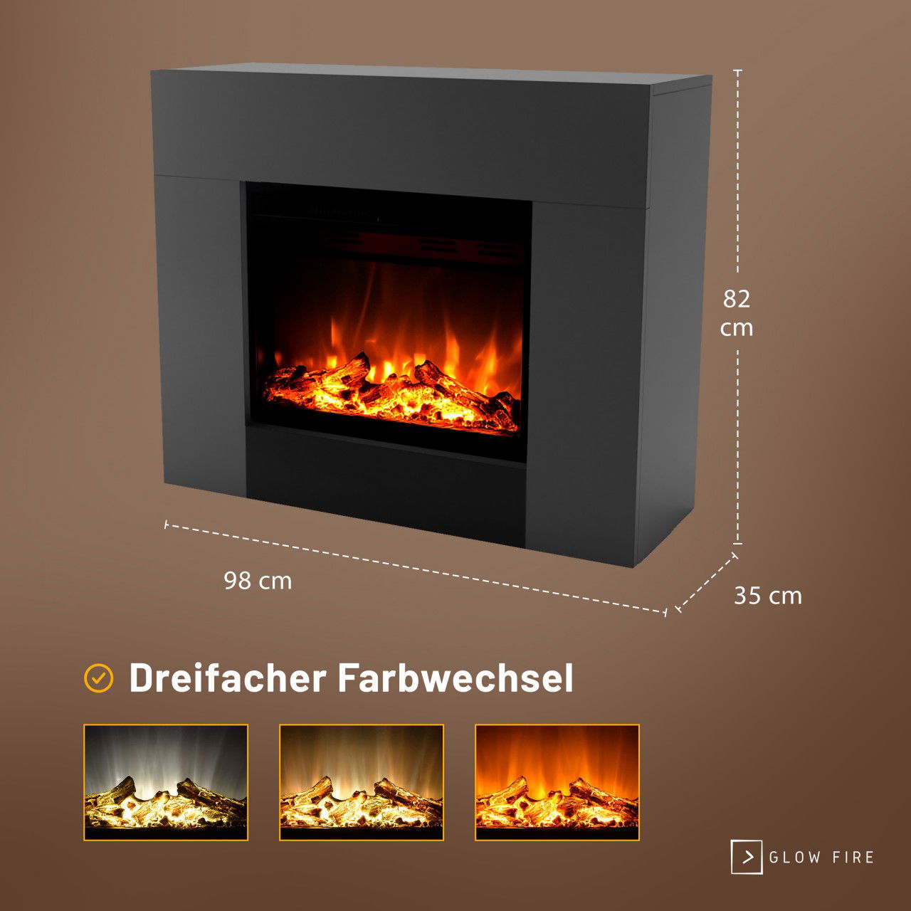 Glow Fire Metis Grau Elektrokamin