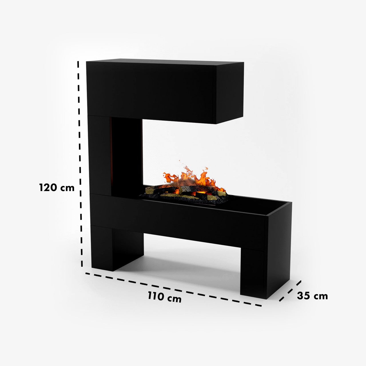 Glow Fire Mozart Schwarz Elektrokamin mit Wasserdampf