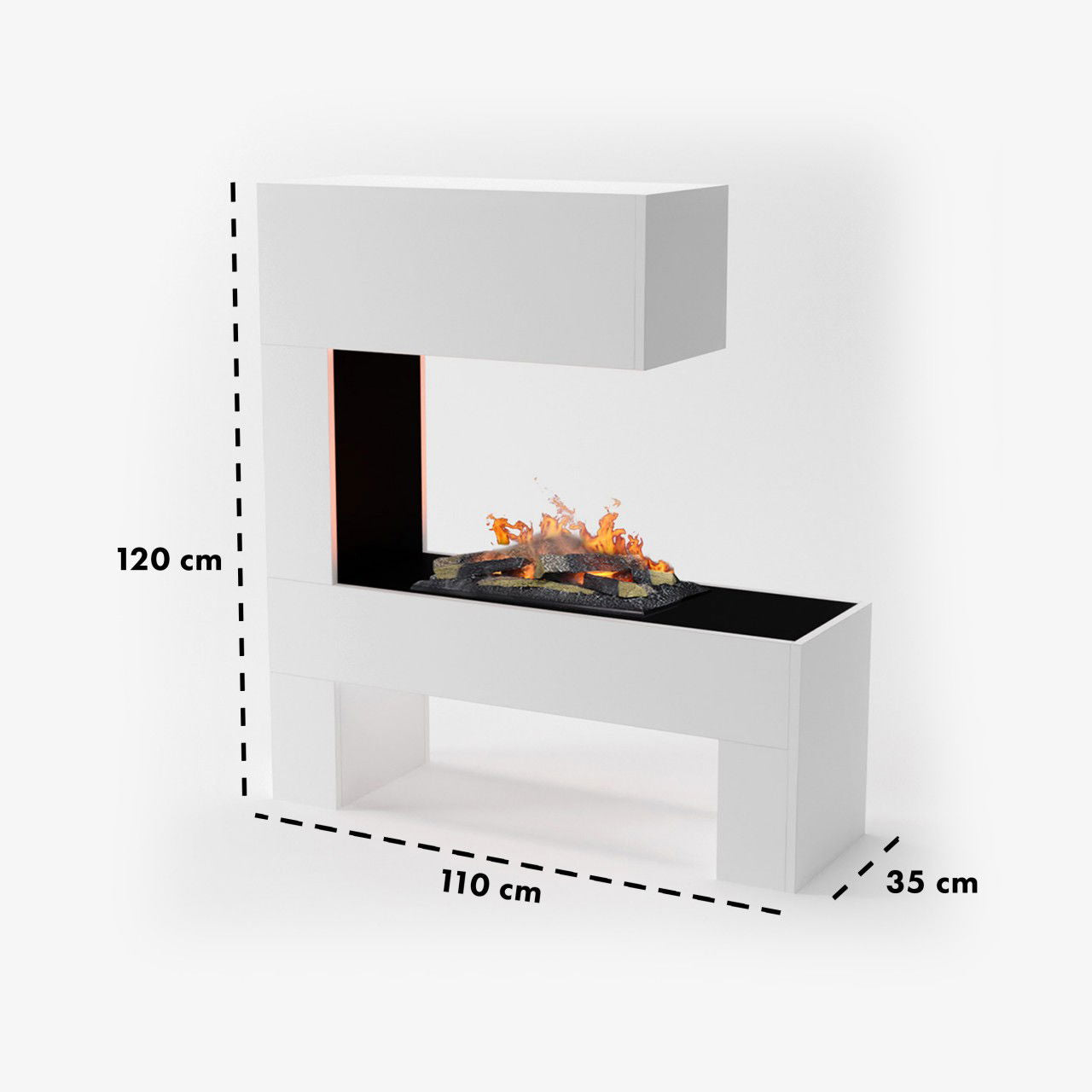 Glow Fire Mozart Weiß Elektrokamin mit Wasserdampf