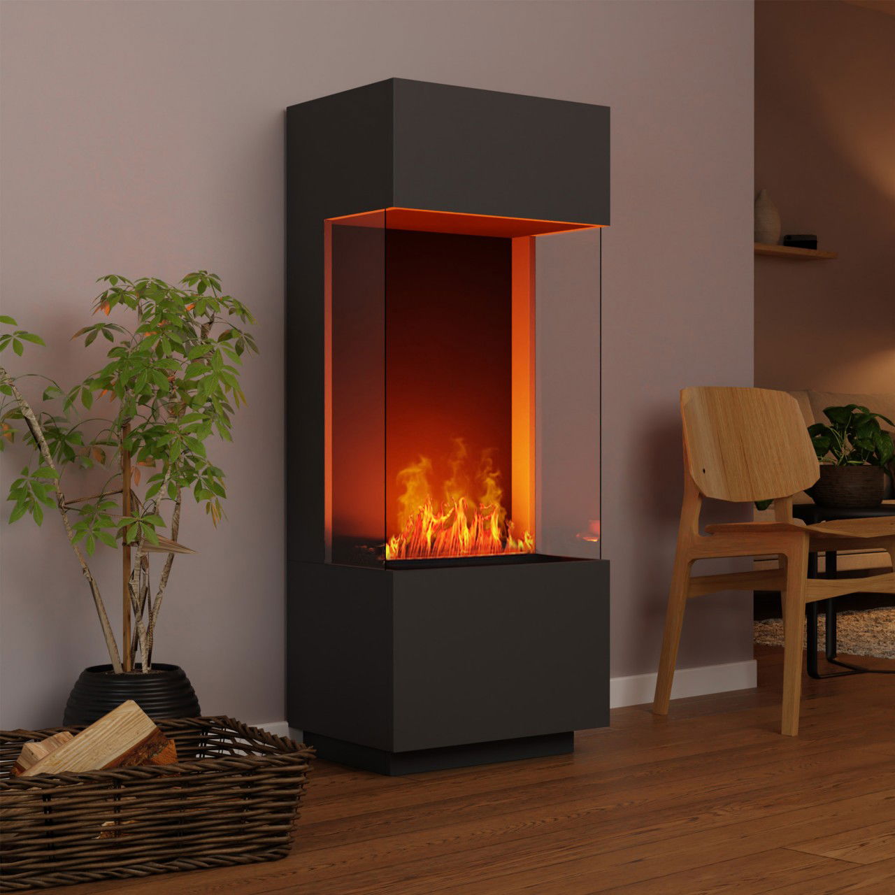 Glow Fire OGF 1 Grau Elektrokamin mit Wasserdampf