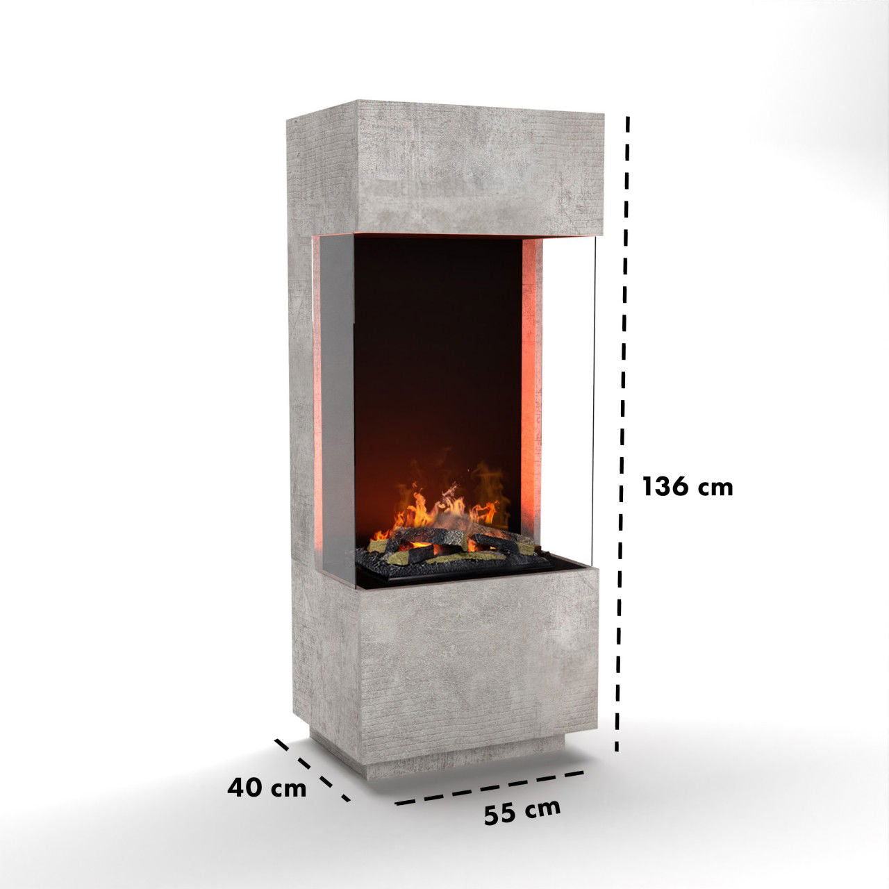 Glow Fire OGF 1 Beton Elektrokamin mit Wasserdampf