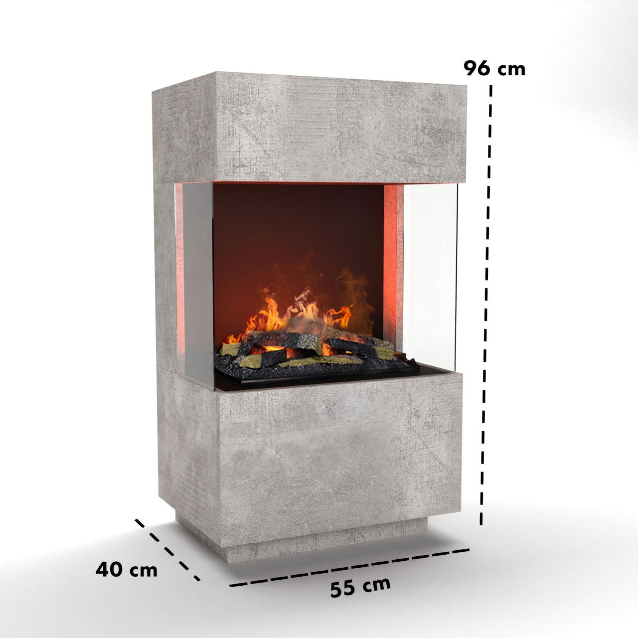 Glow Fire OGF1 Mini Beton Elektrokamin mit Wasserdampf