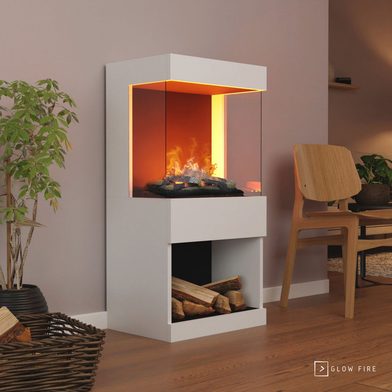 Glow Fire OGF2 Weiß Elektrokamin mit Wasserdampf