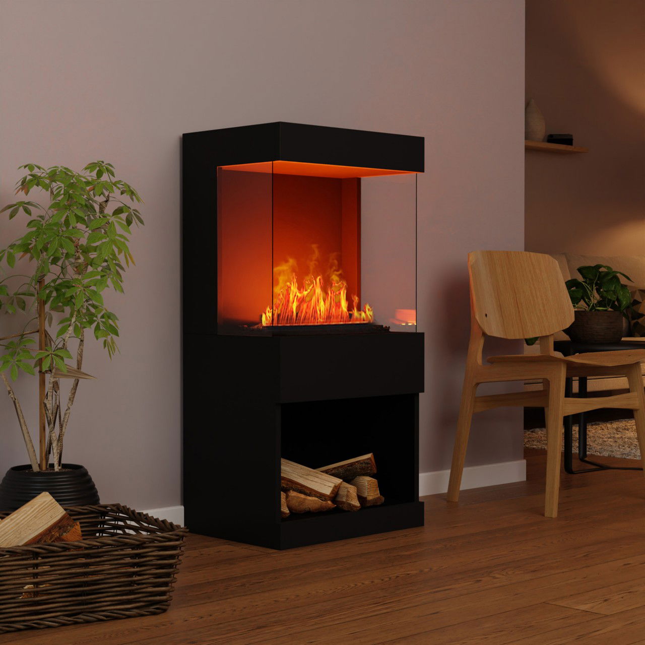 Glow Fire OGF2 Schwarz Elektrokamin mit Wasserdampf
