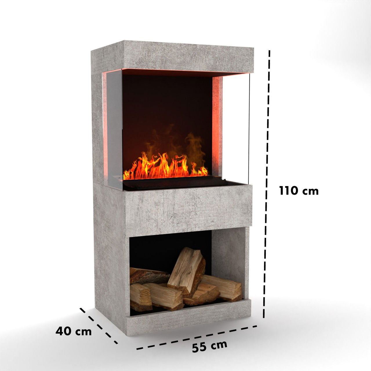 Glow Fire OGF2 Beton Elektrokamin mit Wasserdampf