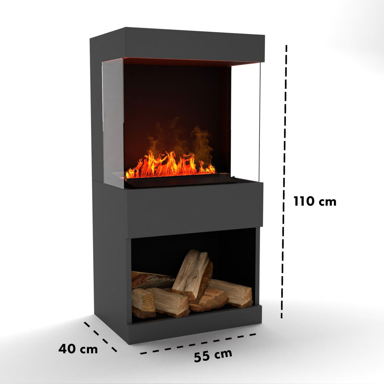 Glow Fire OGF2 Grau Elektrokamin mit Wasserdampf