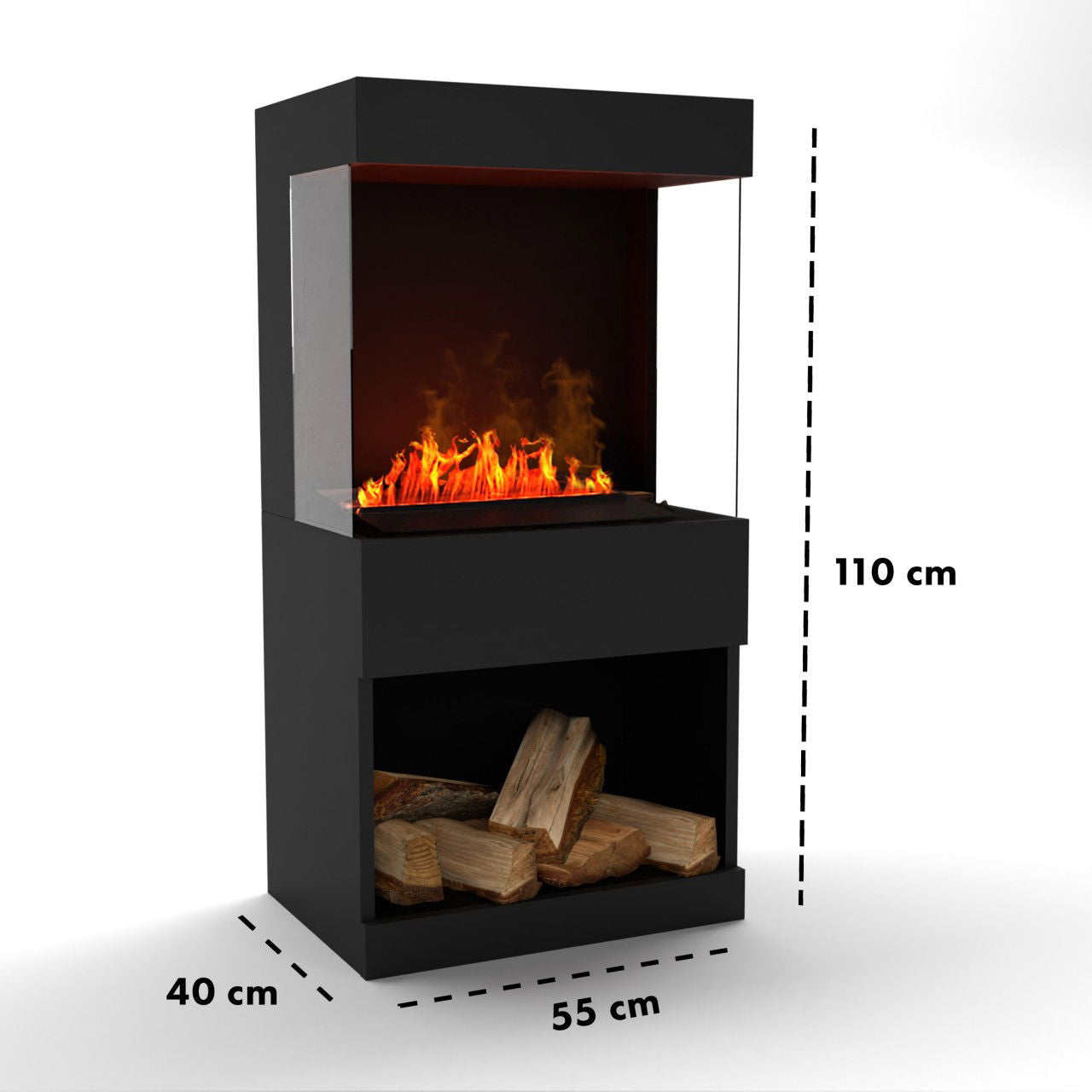 Glow Fire OGF2 Schwarz Elektrokamin mit Wasserdampf