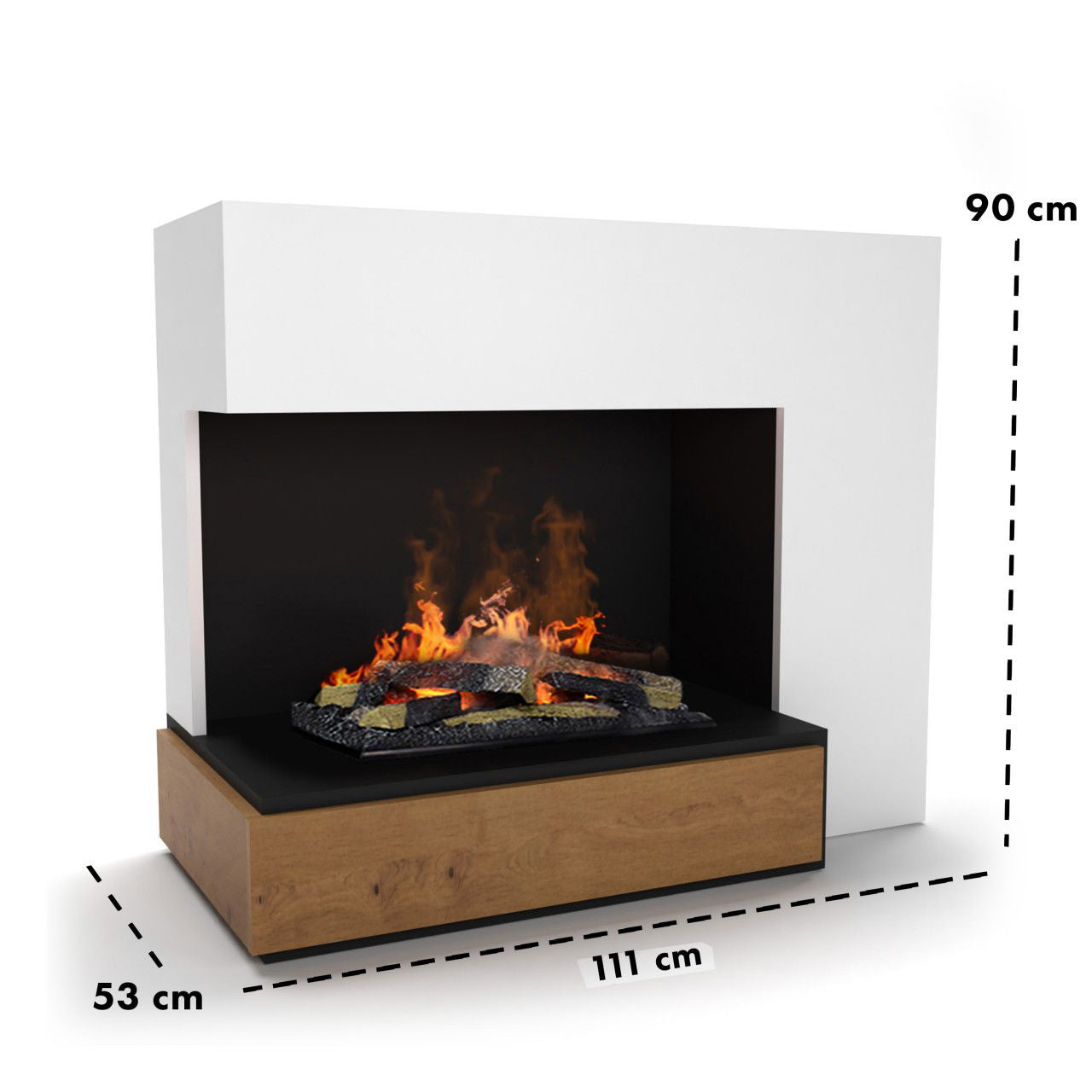Glow Fire Planck Hoch Linksoffen Weiß Elektrokamin mit Wasserdampf