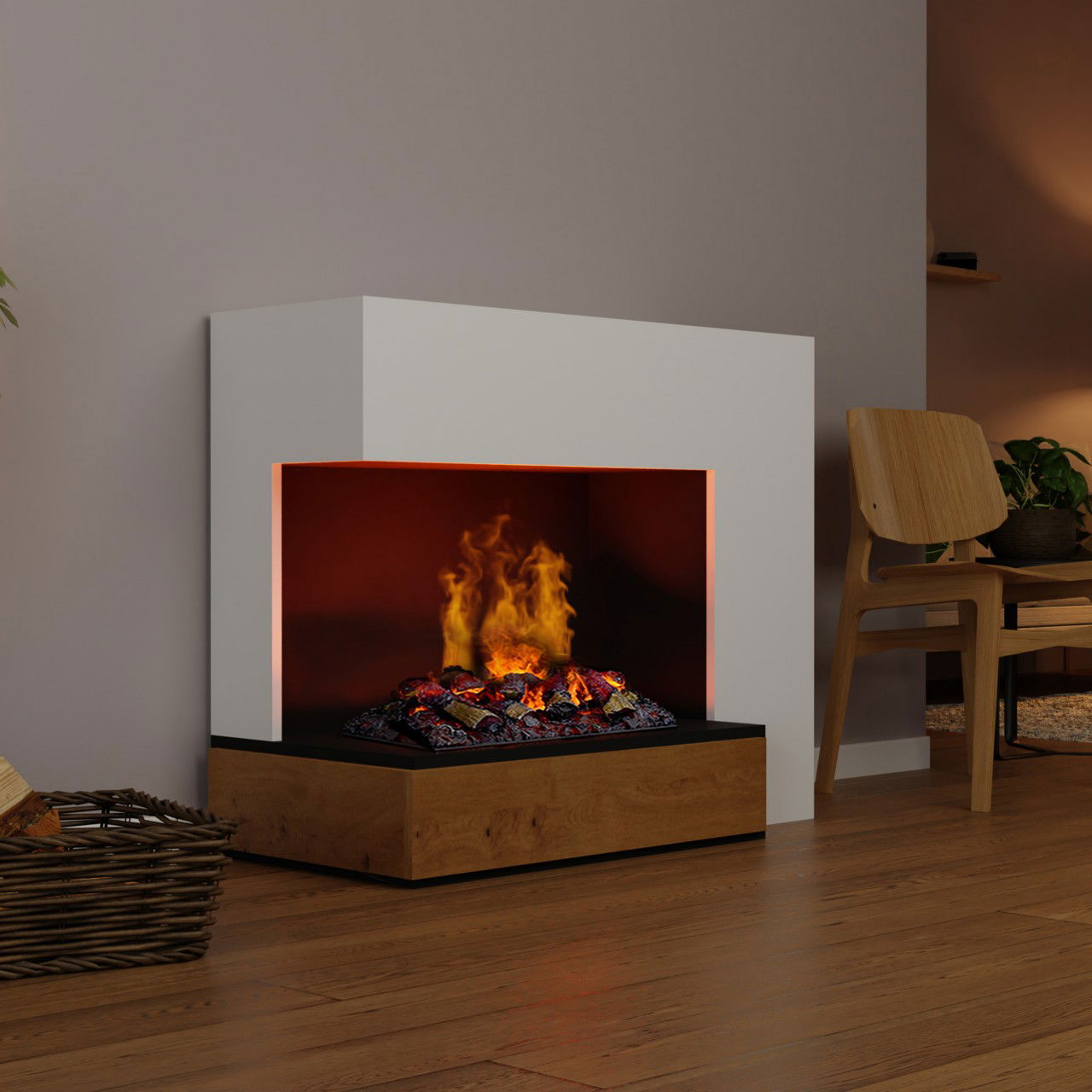 Glow Fire Planck Elektrokamin Opti-Myst Cassette 500 mit Holzdekoration