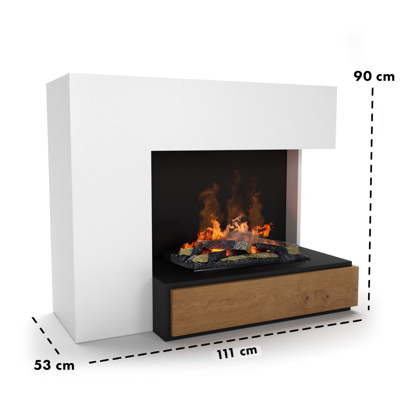 Glow Fire Planck Hoch Linksoffen Weiß Elektrokamin mit Wasserdampf