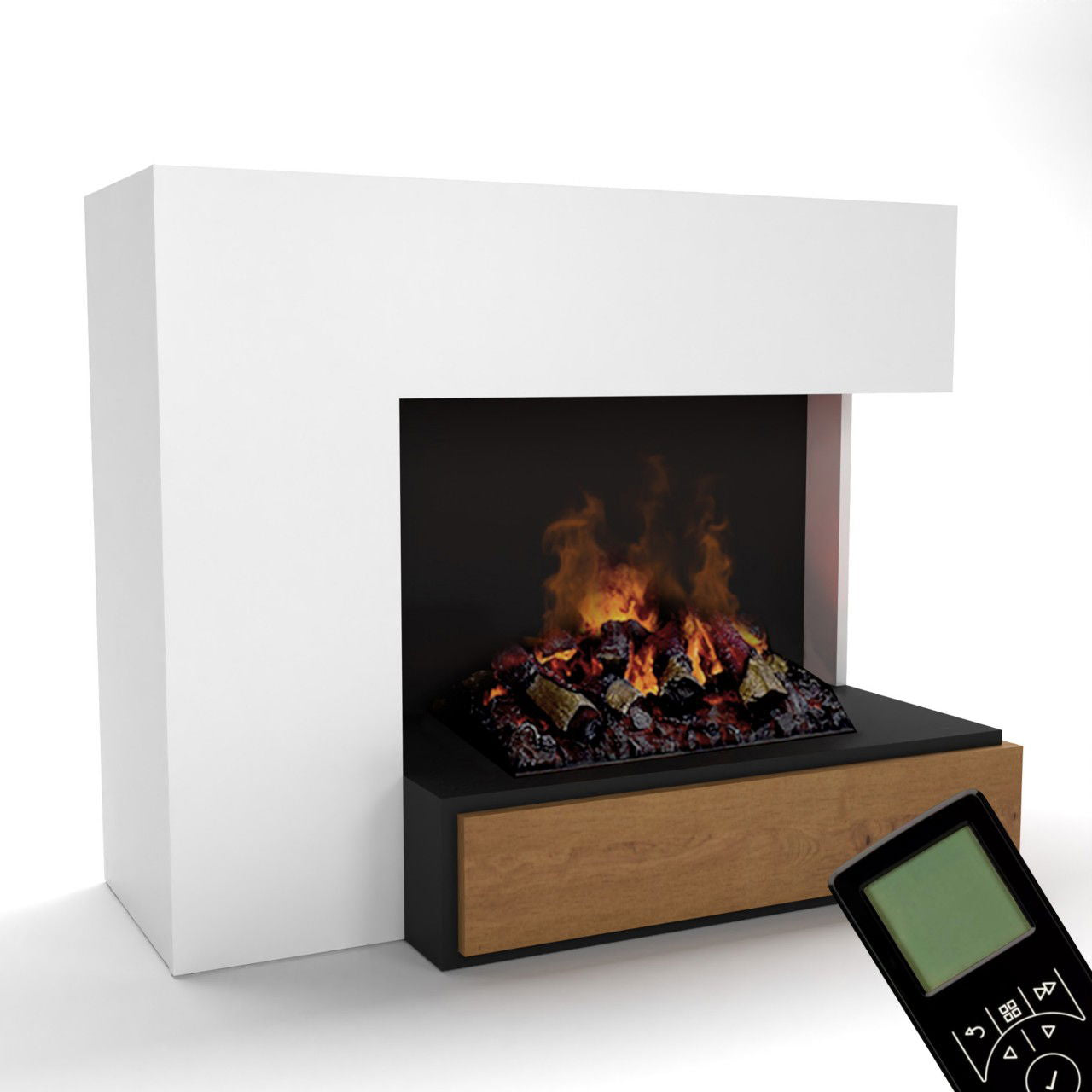 Glow Fire Planck Elektrokamin Opti-Myst Cassette 500 mit Holzdekoration