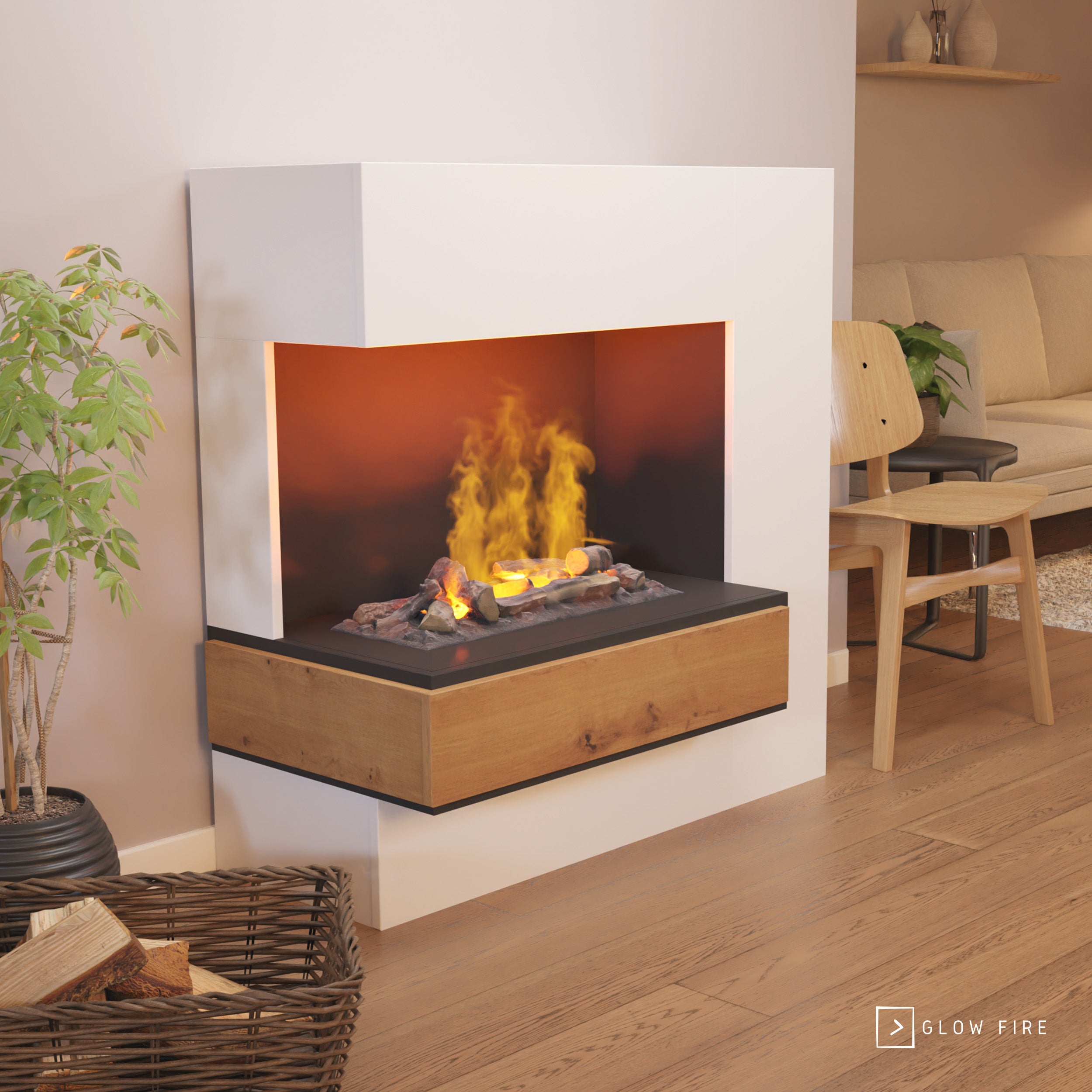 Glow Fire Planck Hoch Elektrokamin