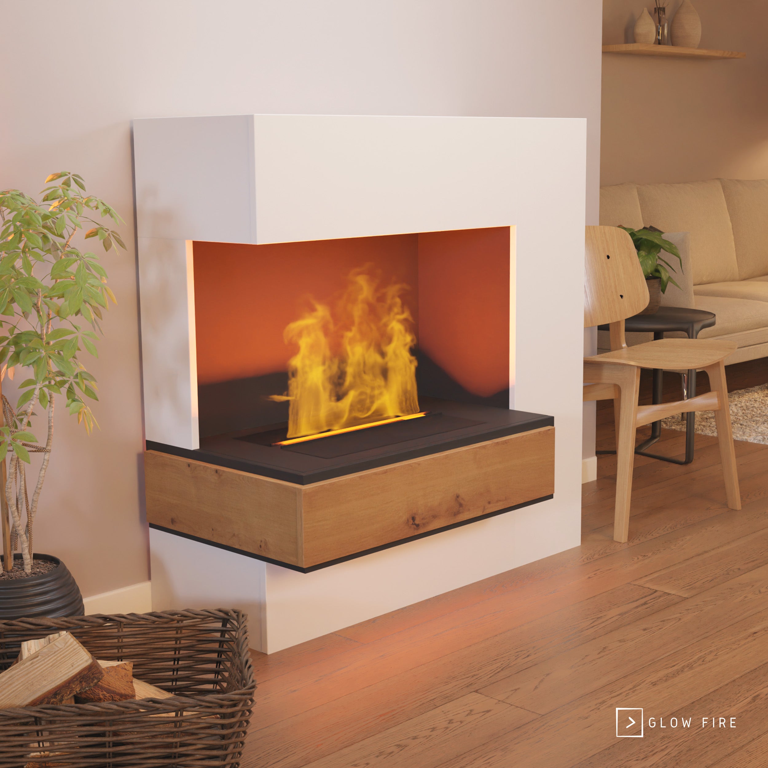 Glow Fire Planck Hoch Elektrokamin