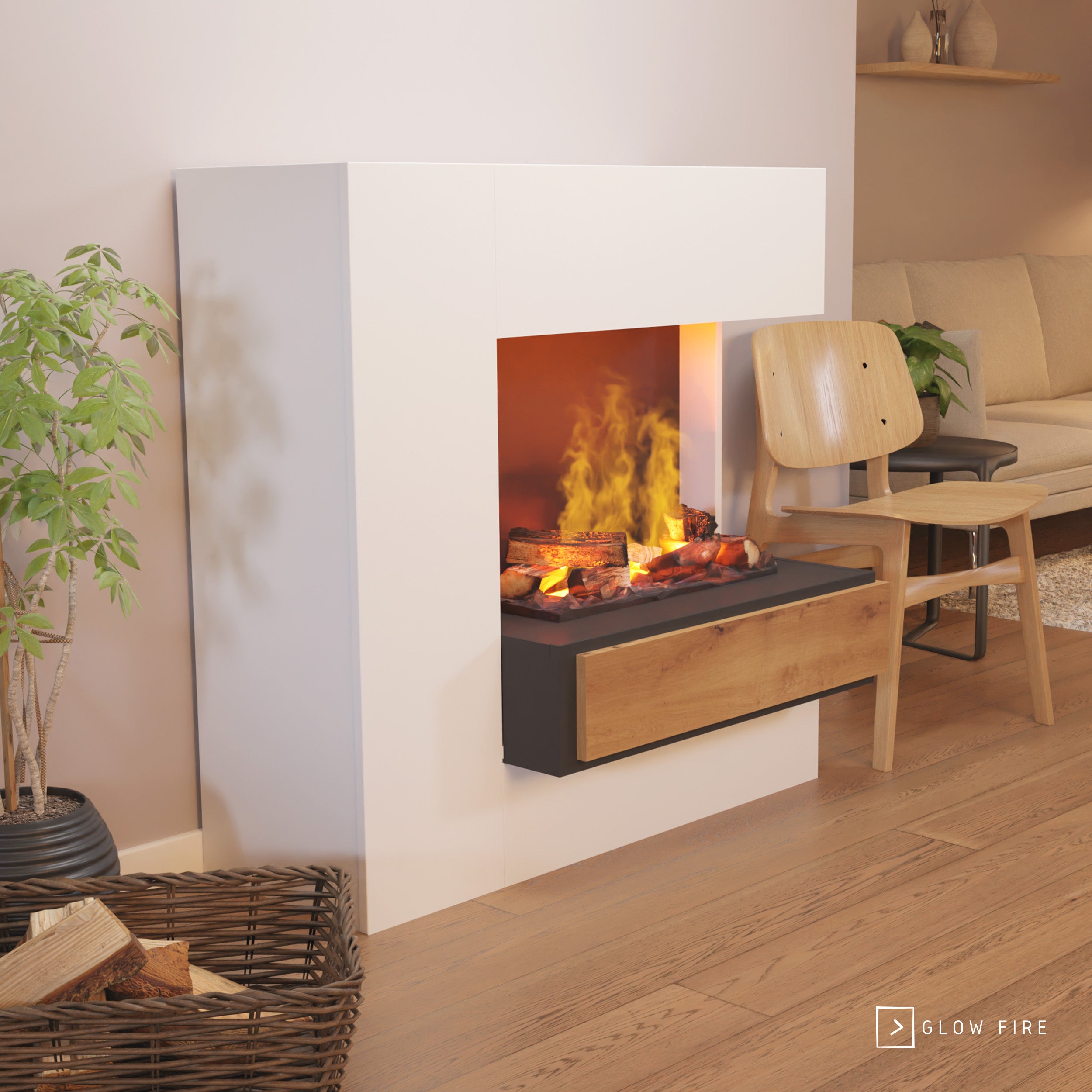 Glow Fire Planck Hoch Elektrokamin