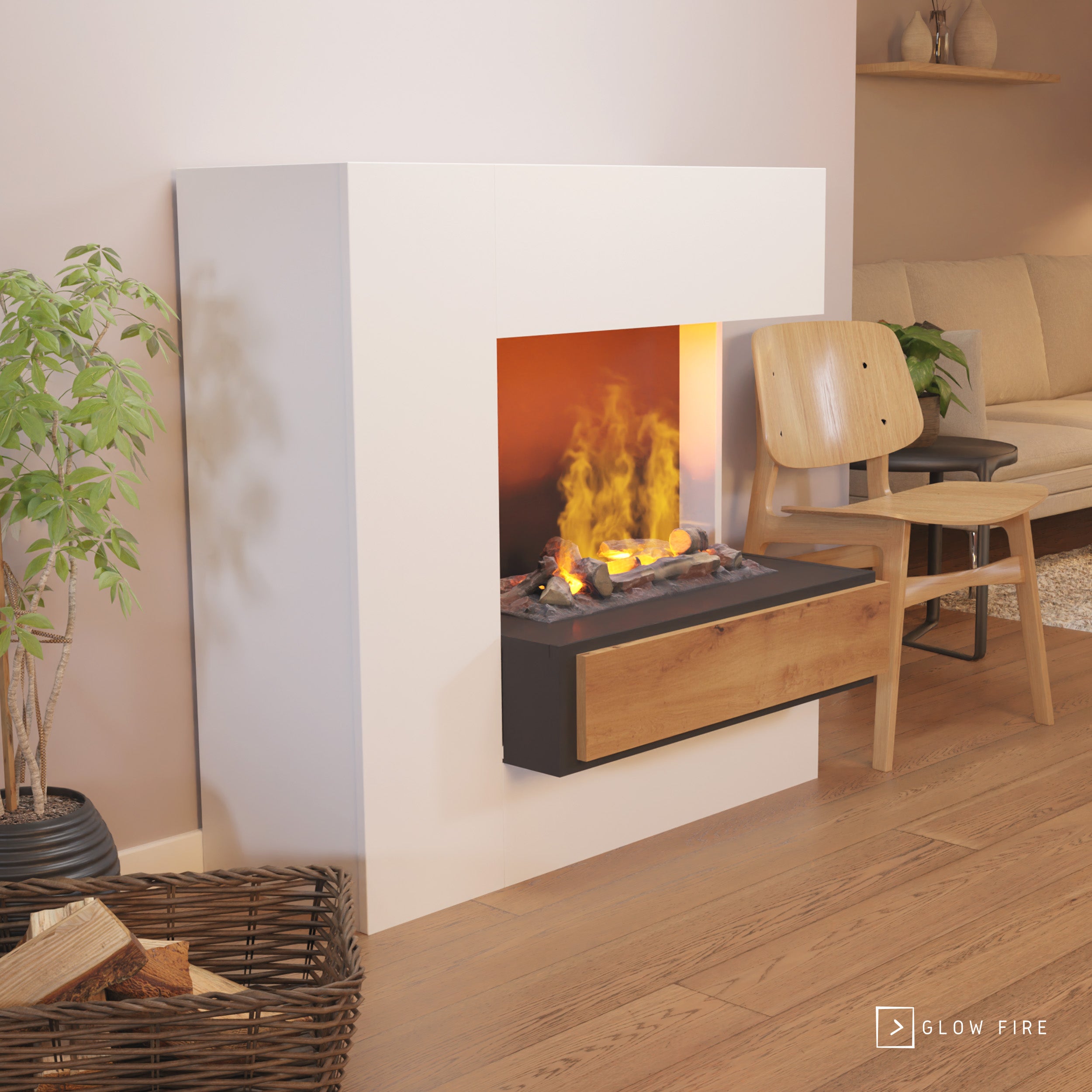 Glow Fire Planck Hoch Elektrokamin