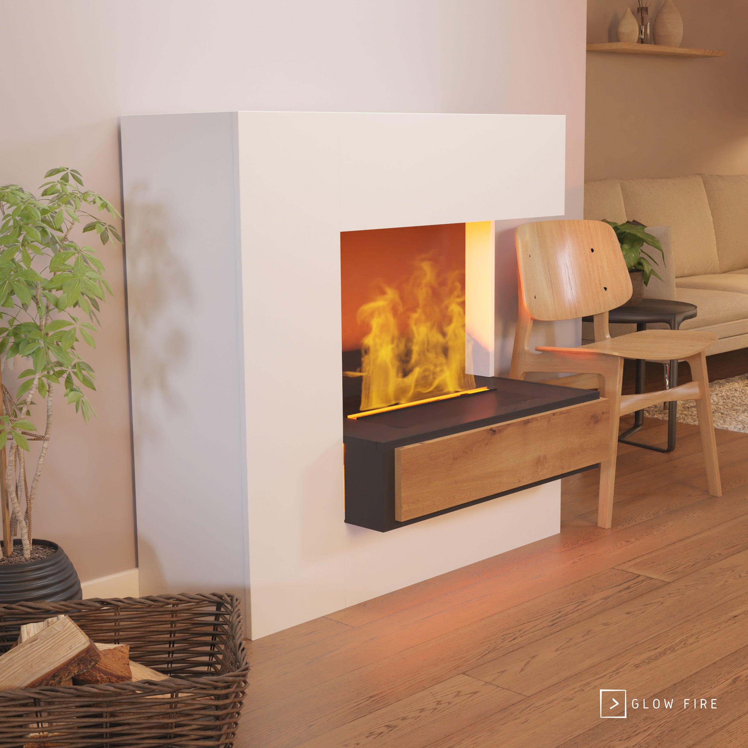 Glow Fire Planck Hoch Elektrokamin