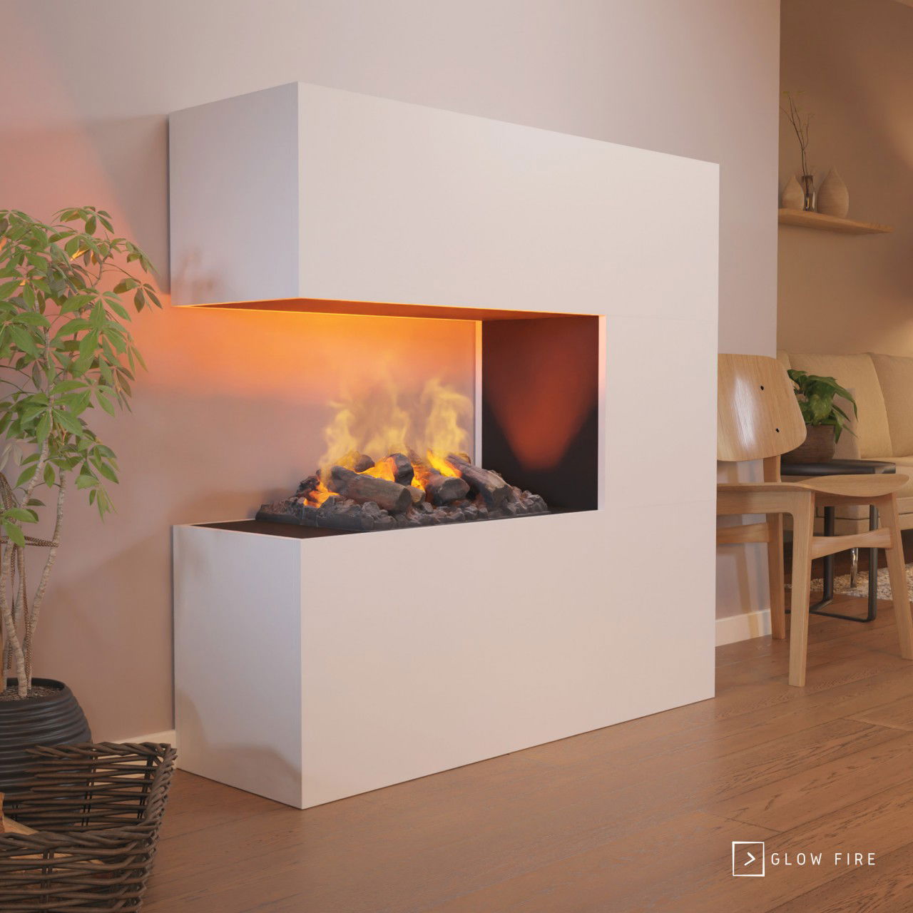 Glow Fire Schiller Elektrokamin Opti-Myst Cassette 500 mit Holzdekoration