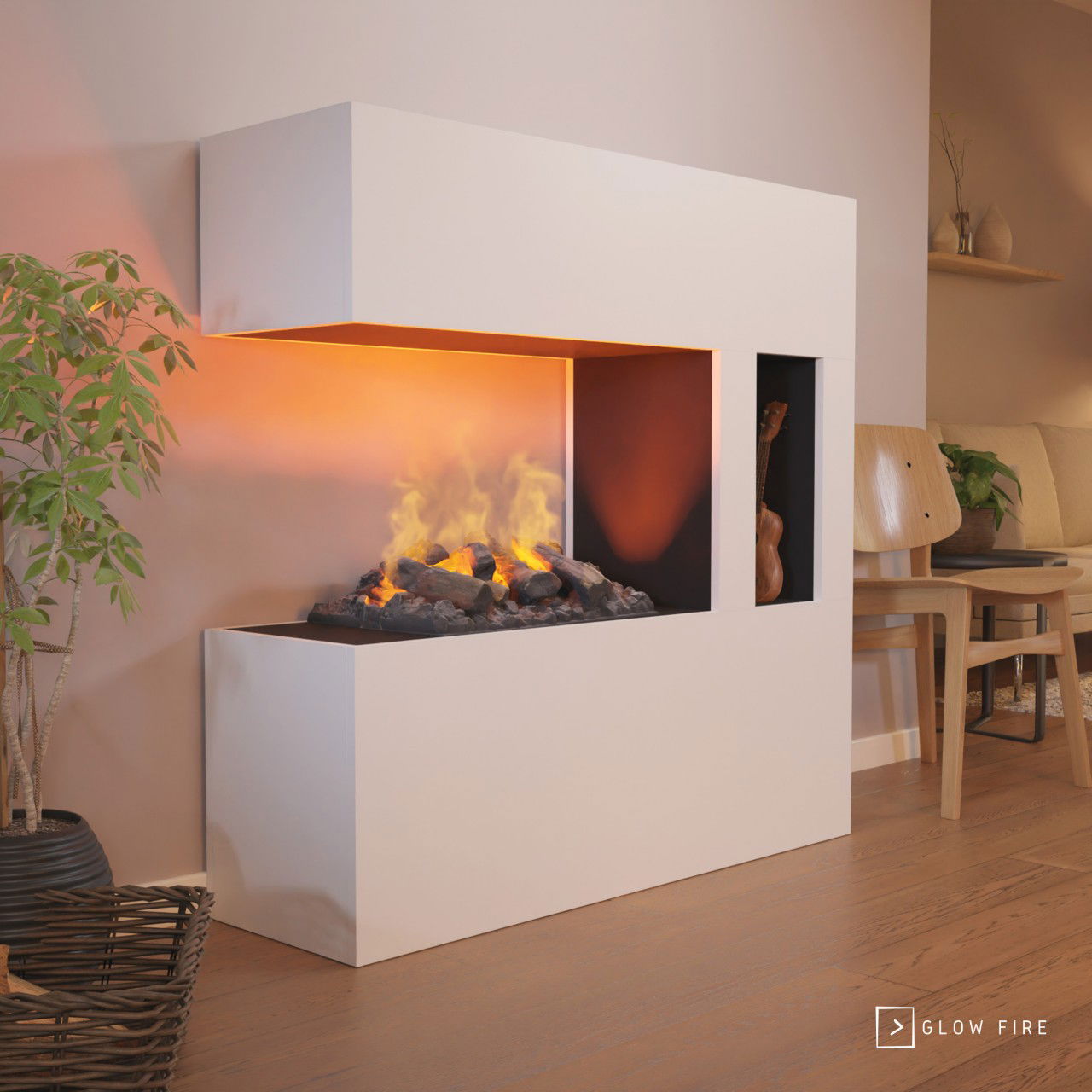 Glow Fire Schiller Pocket Elektrokamin Opti-Myst Cassette 500 mit Holzdekoration