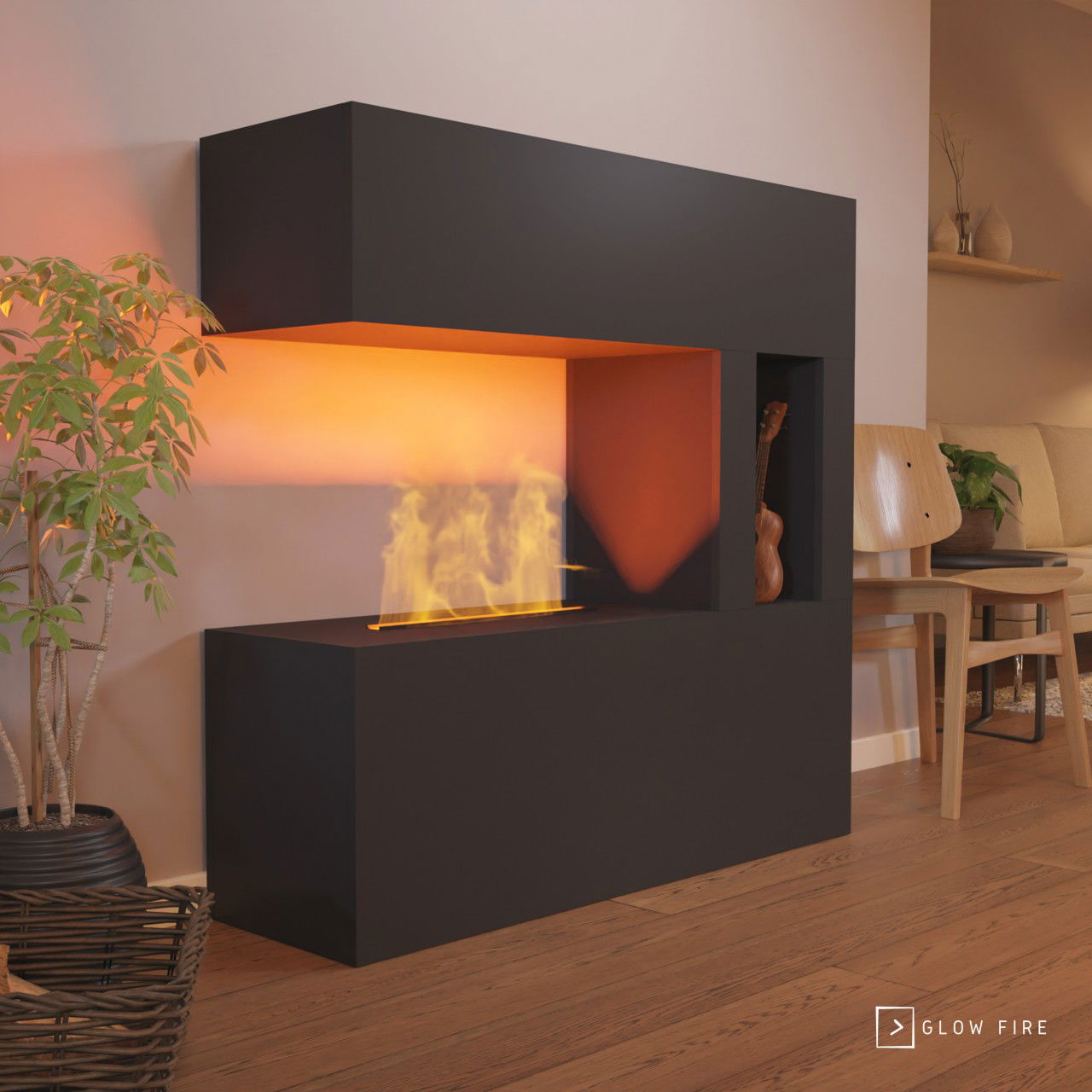 Glow Fire Schiller Pocket Schwarz Elektrokamin mit Wasserdampf