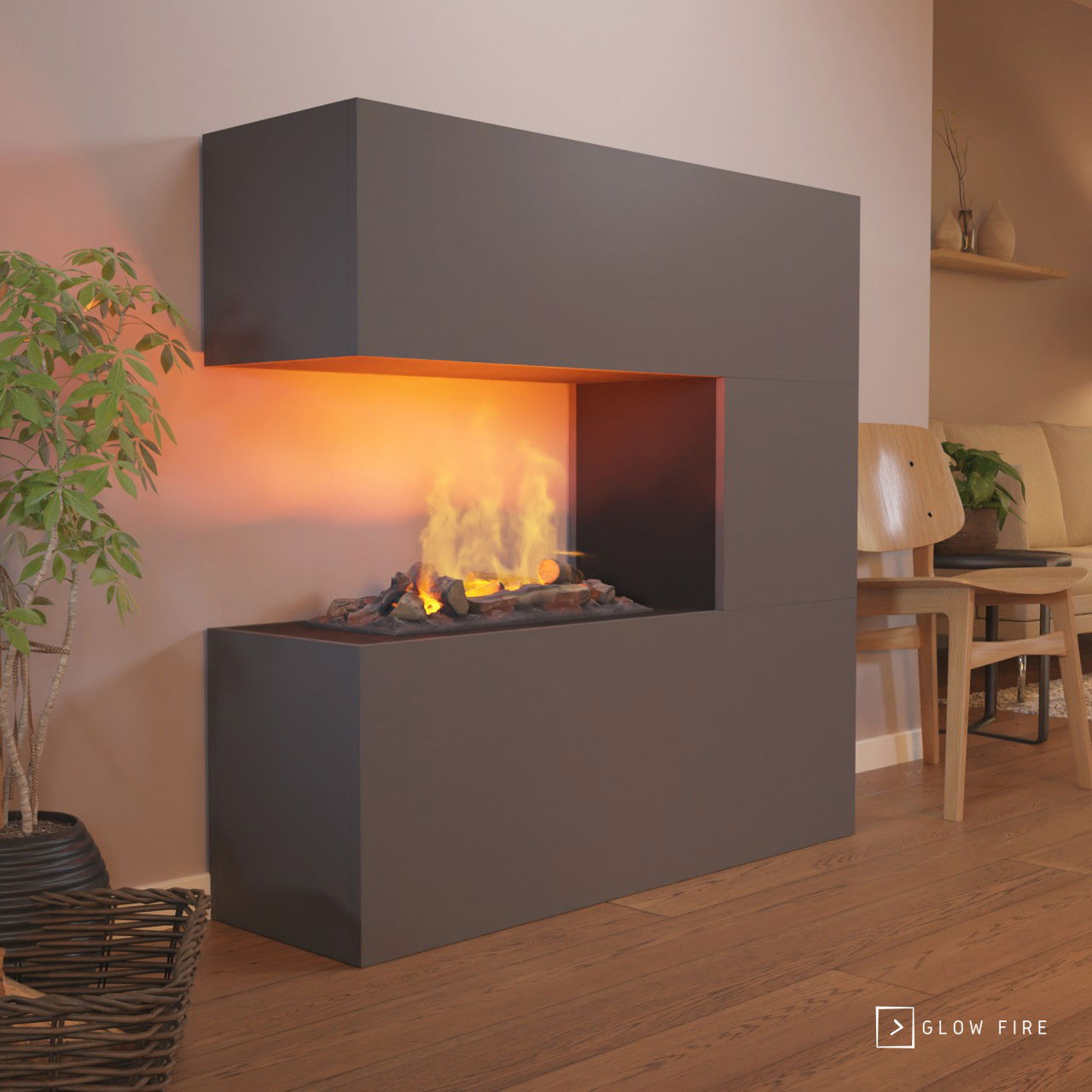 Glow Fire Schiller Grau Elektrokamin mit Wasserdampf