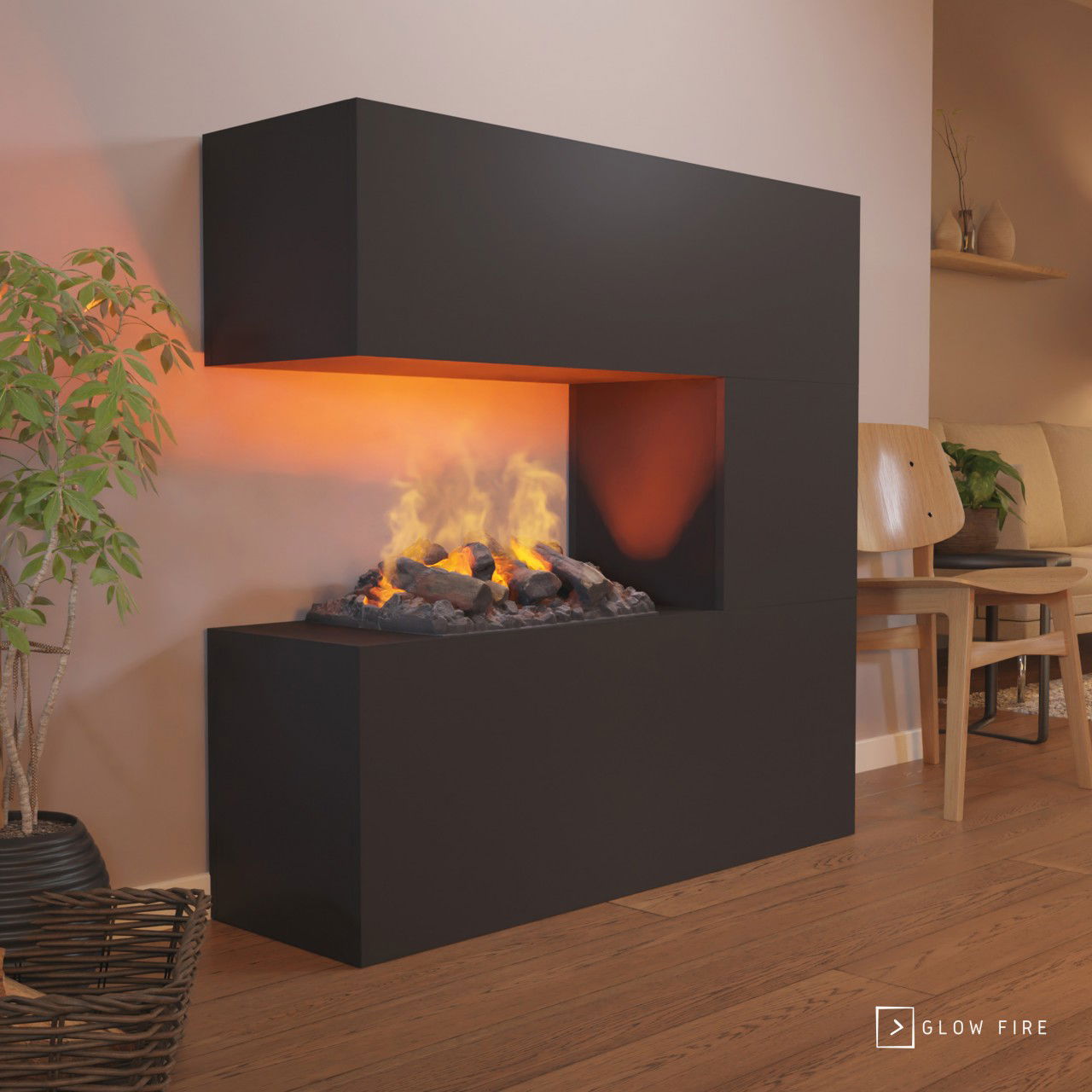 Glow Fire Schiller Schwarz Elektrokamin mit Wasserdampf