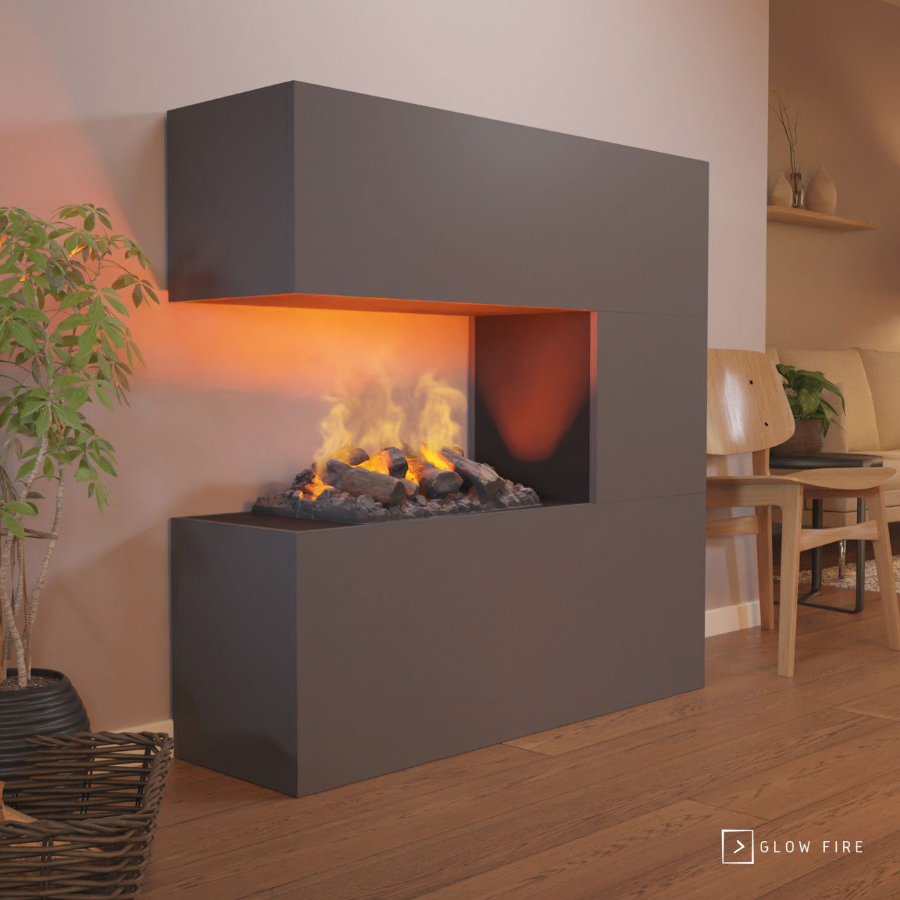 Glow Fire Schiller Elektrokamin Opti-Myst Cassette 500 mit Holzdekoration