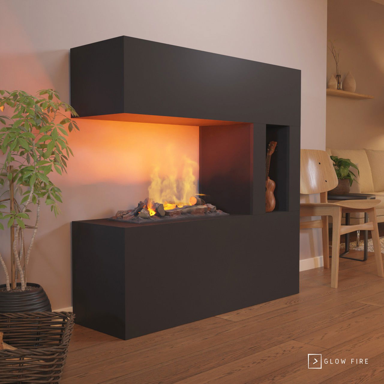 Glow Fire Schiller Pocket Schwarz Elektrokamin mit Wasserdampf