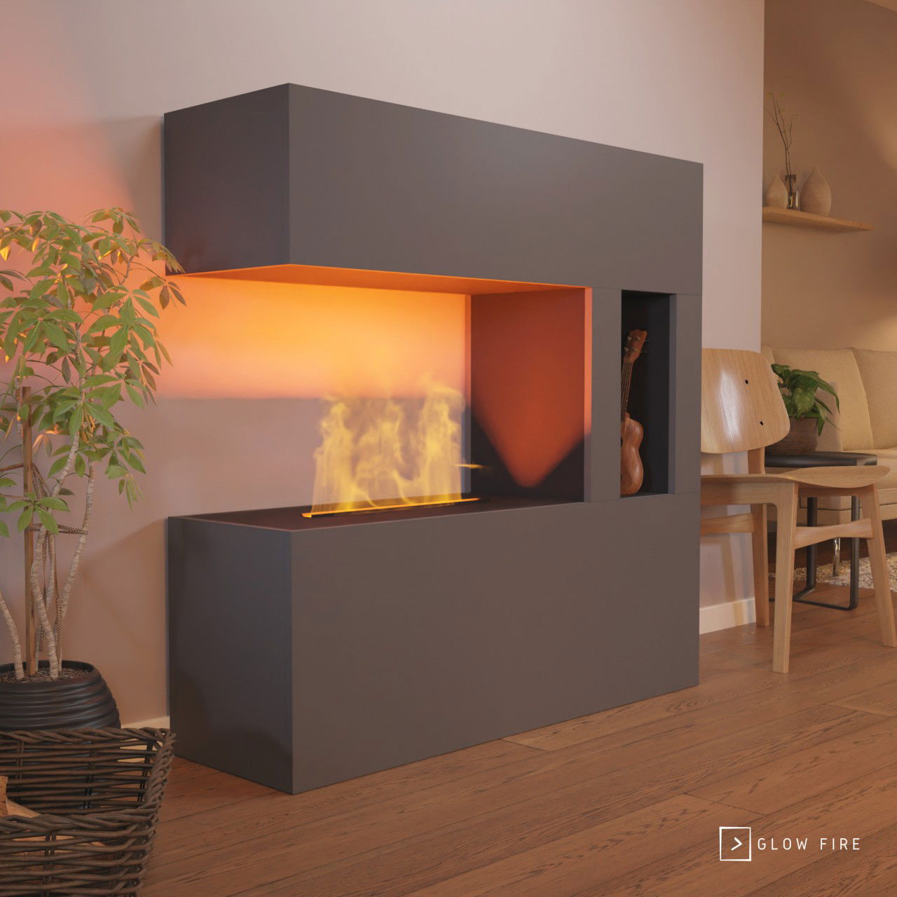 Glow Fire Schiller Pocket Elektrokamin Opti-Myst Cassette 500 ohne Holzdekoration