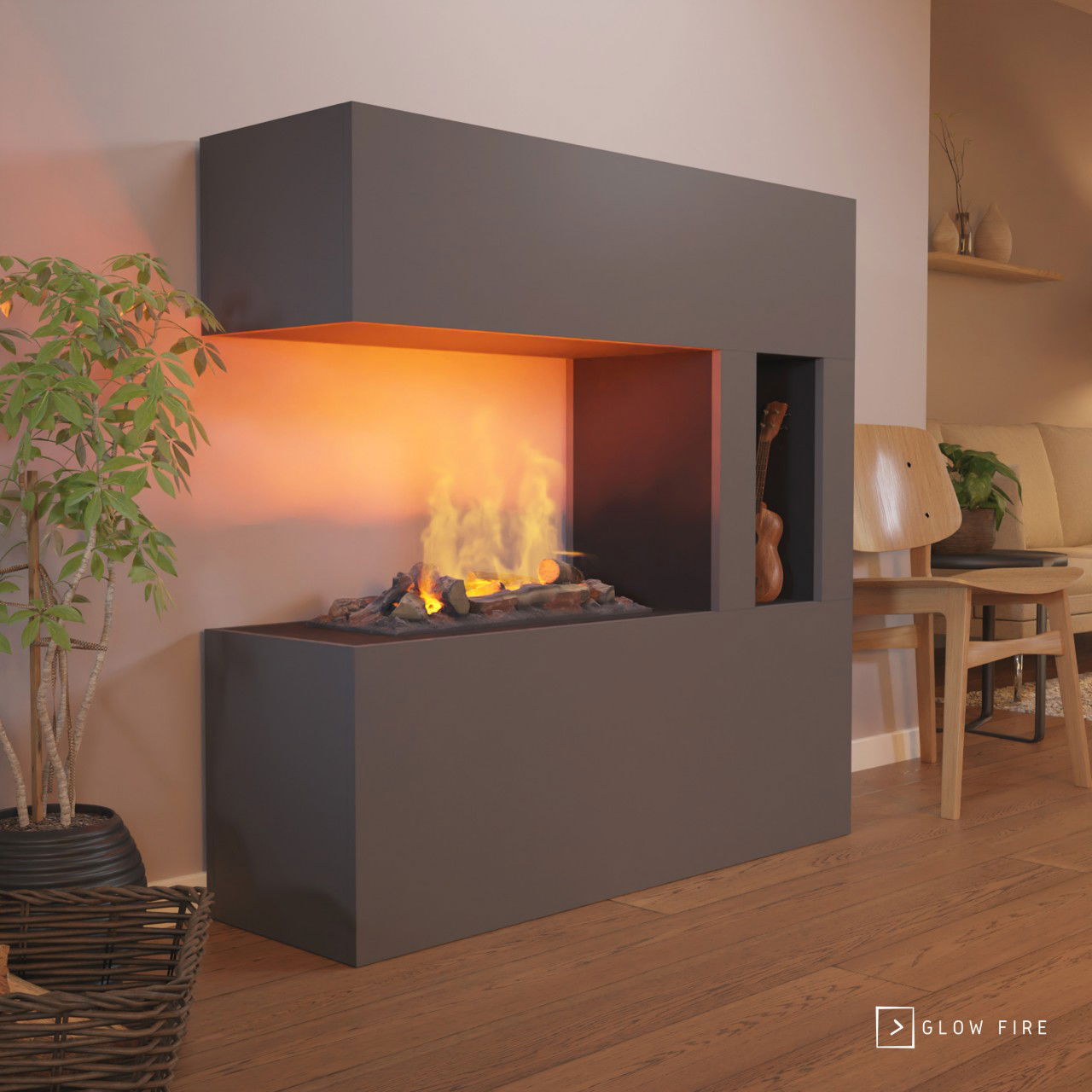 Glow Fire Schiller Pocket Grau Elektrokamin mit Wasserdampf