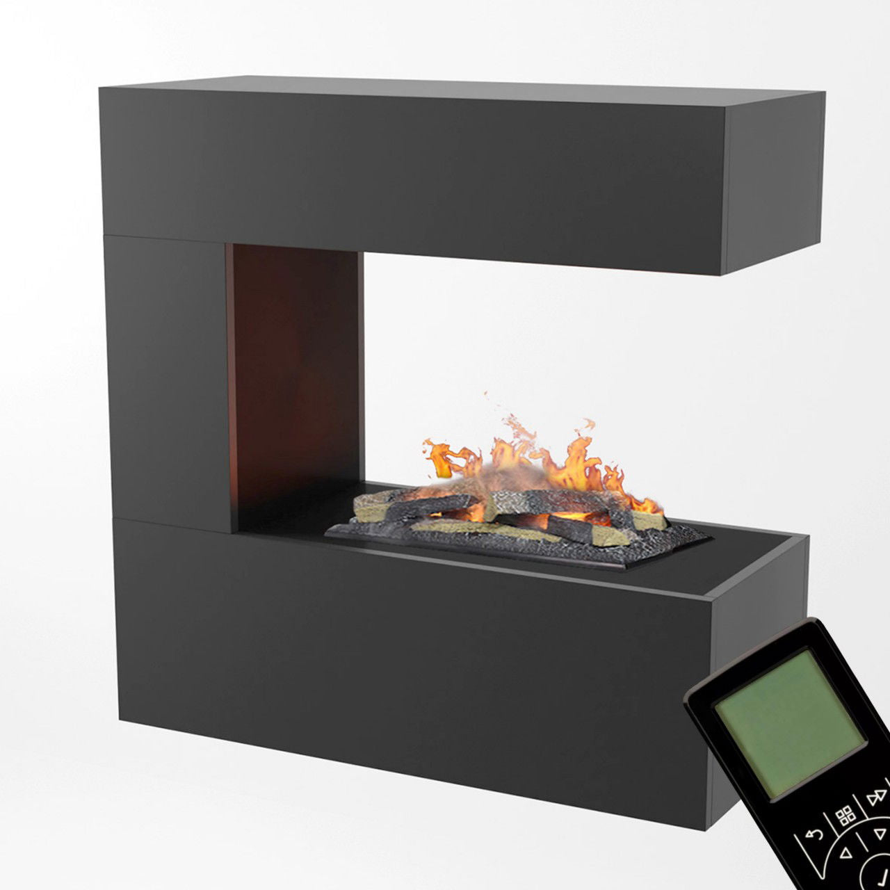 Glow Fire Schiller Hängekamin Grau Elektrokamin mit Wasserdampf