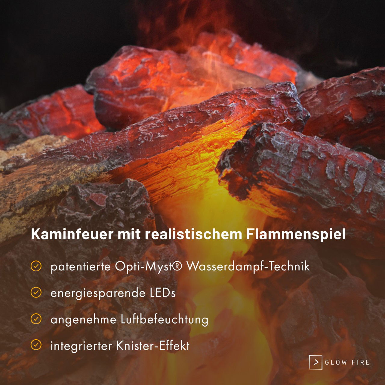 Glow Fire Schiller Hängekamin Weiß Elektrokamin mit Wasserdampf