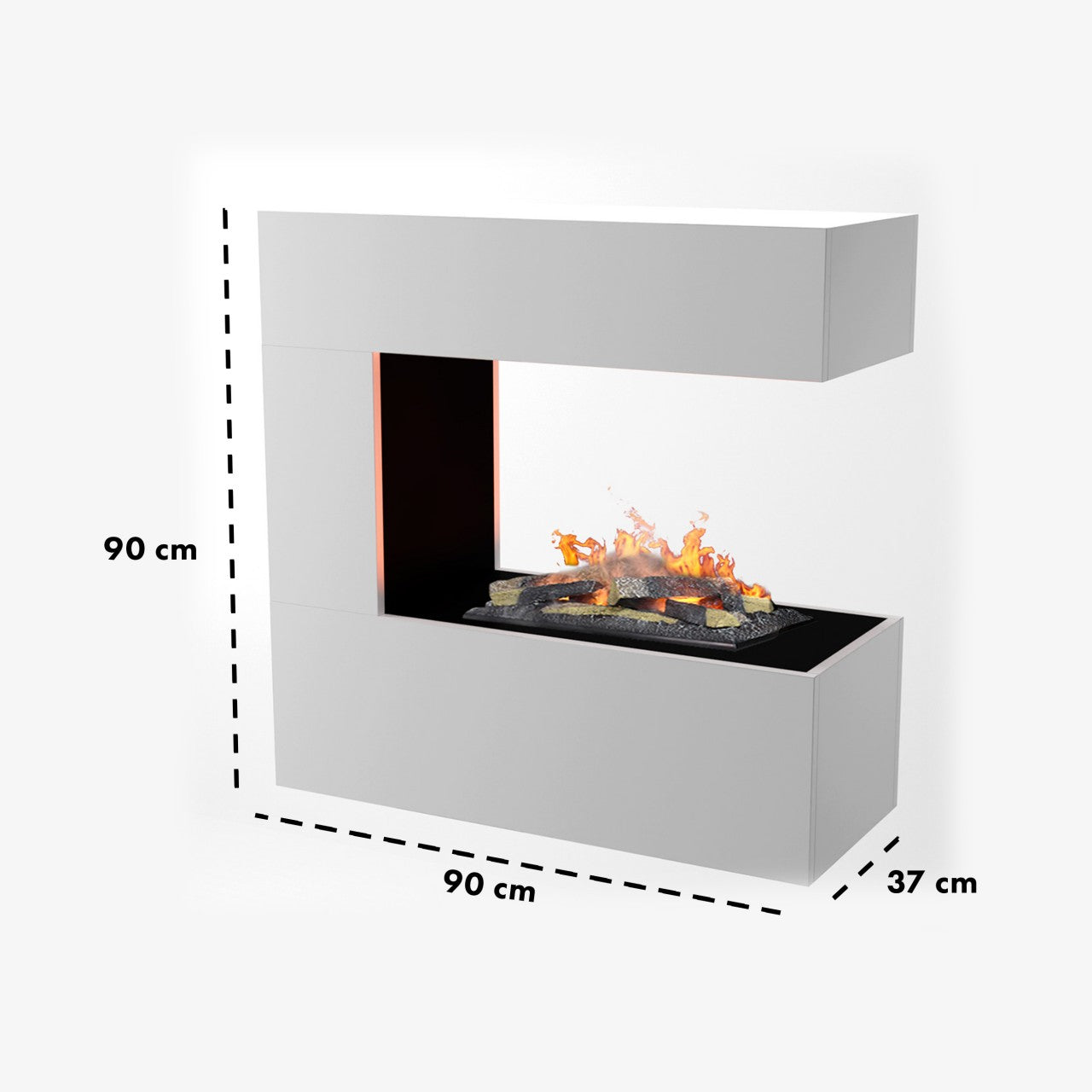 Glow Fire Schiller Weiß Hängekamin Elektrokamin mit Wasserdampf