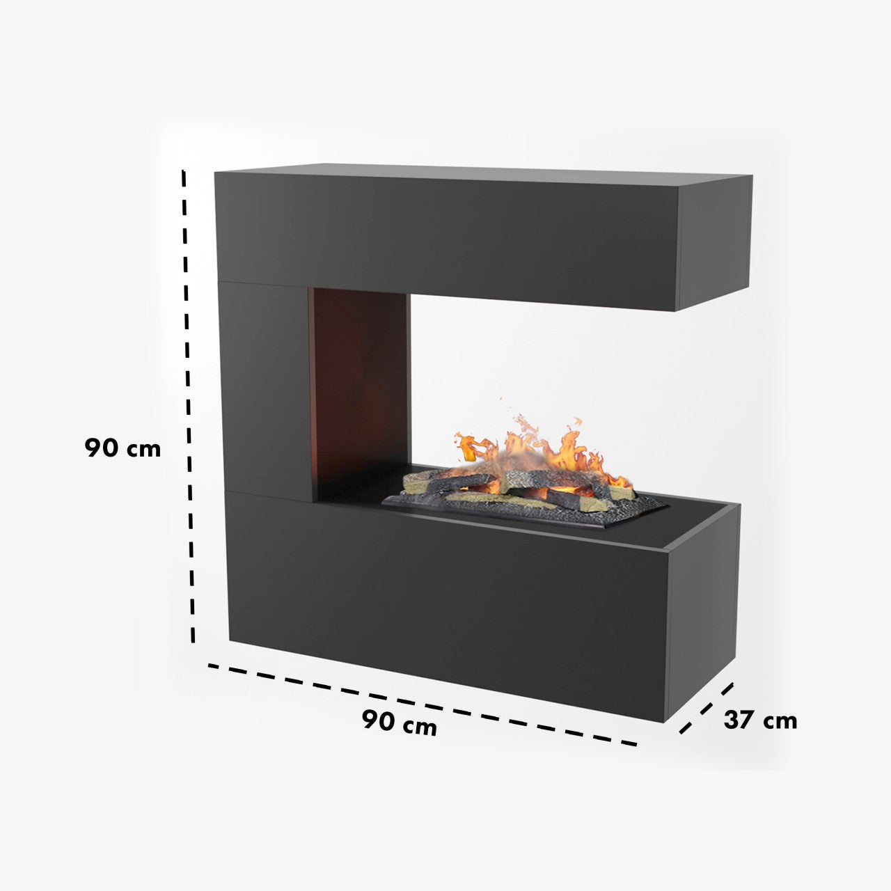 Glow Fire Schiller Hängekamin Grau Elektrokamin mit Wasserdampf