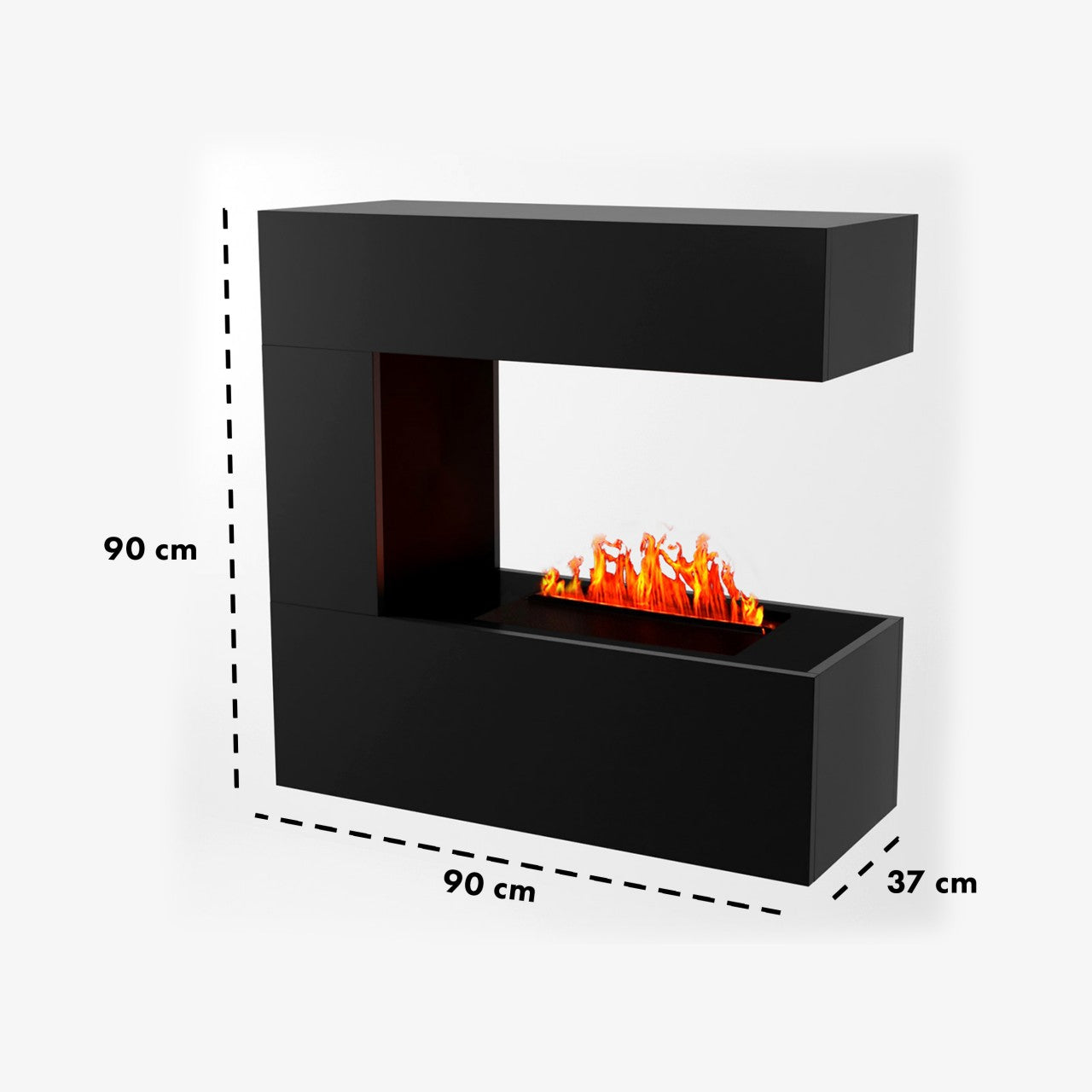 Glow Fire Schiller Hängekamin Schwarz Elektrokamin mit Wasserdampf