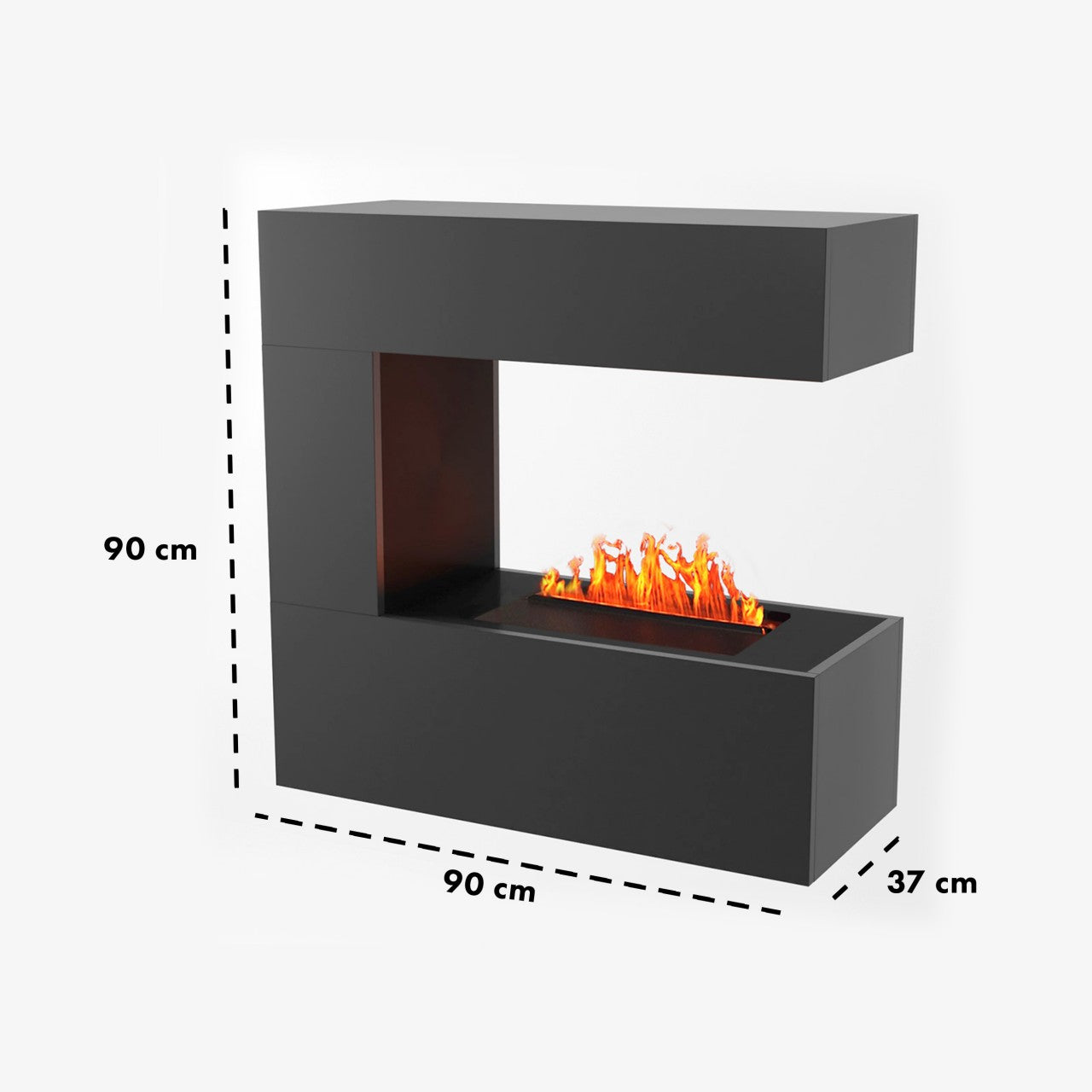 Glow Fire Schiller Hängekamin Grau Elektrokamin mit Wasserdampf