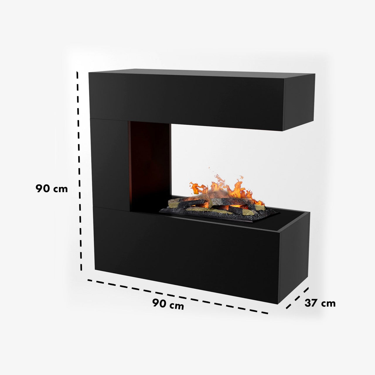 Glow Fire Schiller Hängekamin Schwarz Elektrokamin mit Wasserdampf