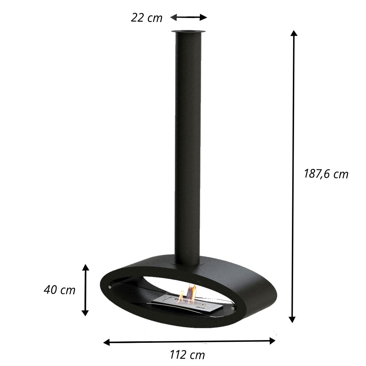 Glow Fire Karlstad Ethanol Kamin Schwarz