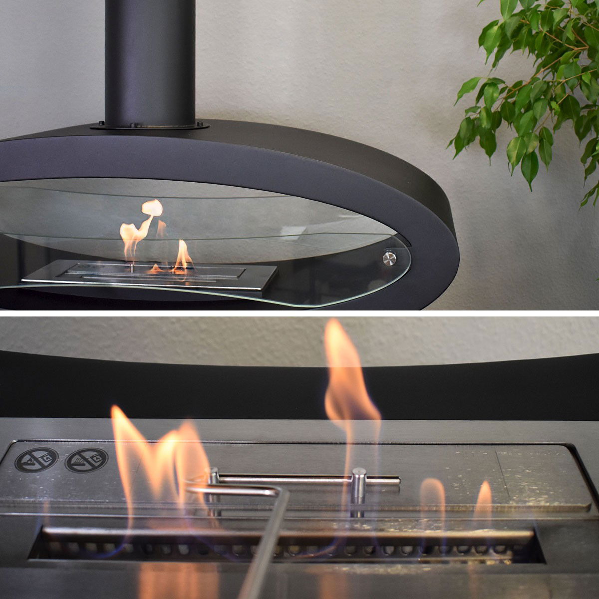 Glow Fire Karlstad Ethanol Kamin Schwarz