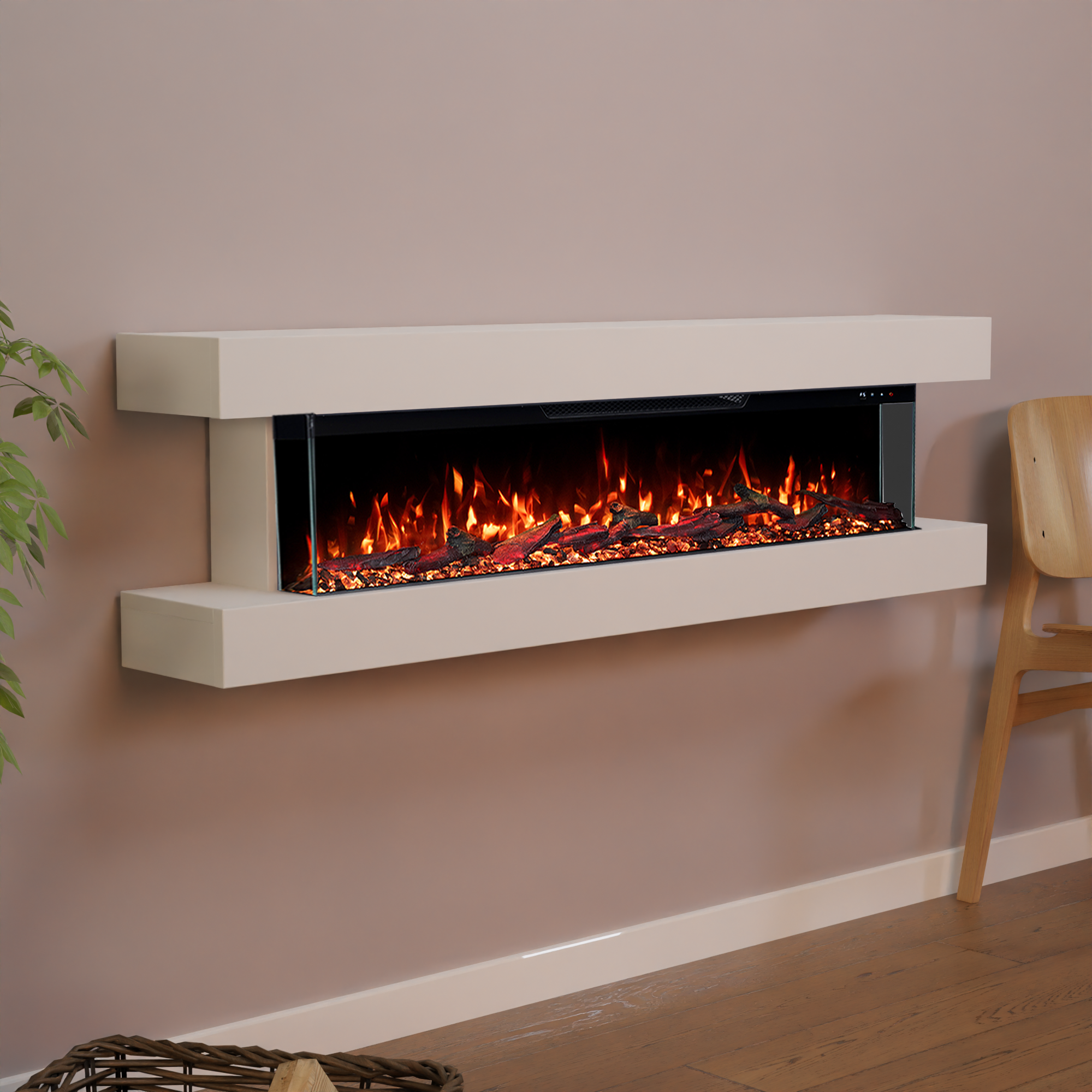 Glow Fire Clear Wall Elektrokamin