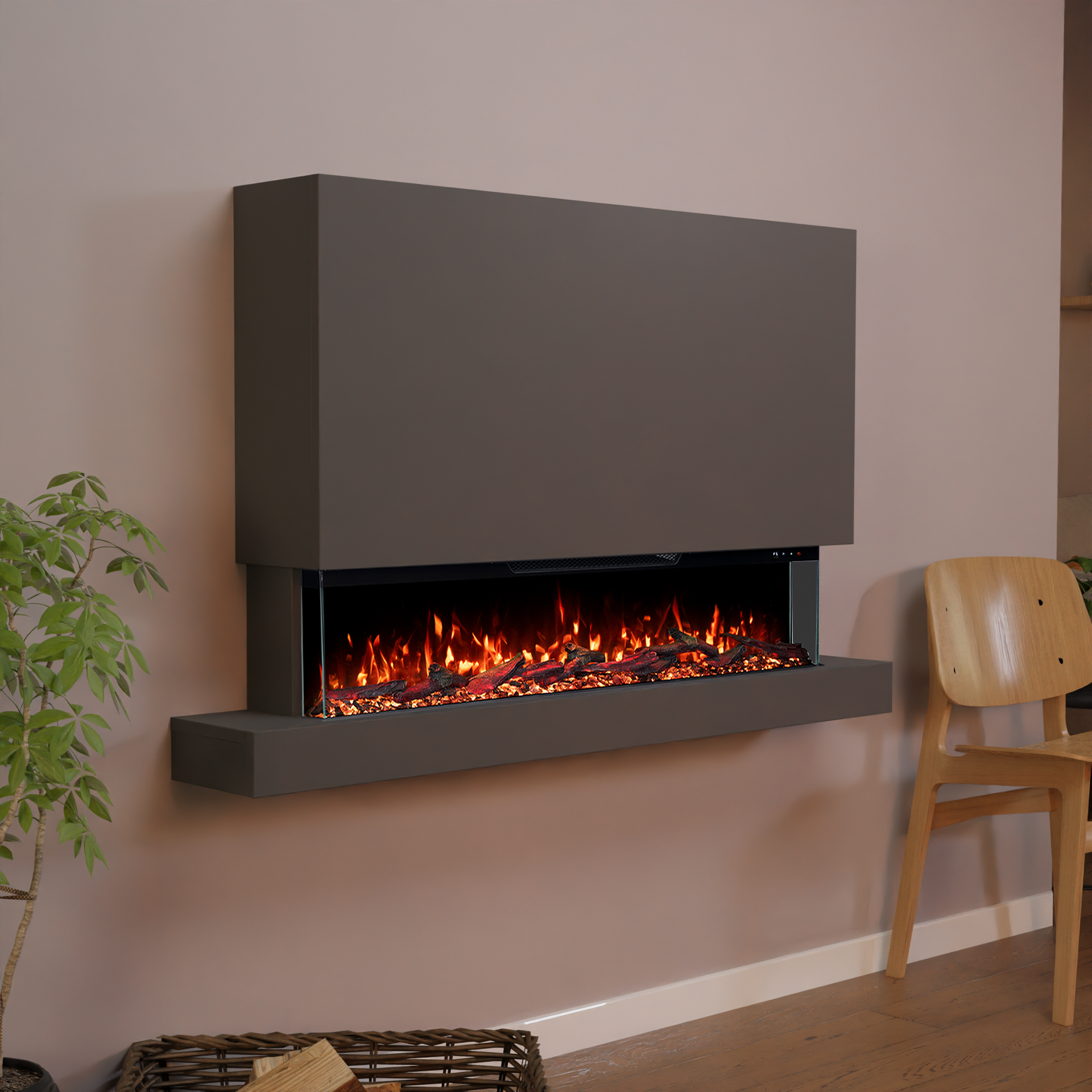 Glow Fire Clear Wall XL Elektrokamin - Grau